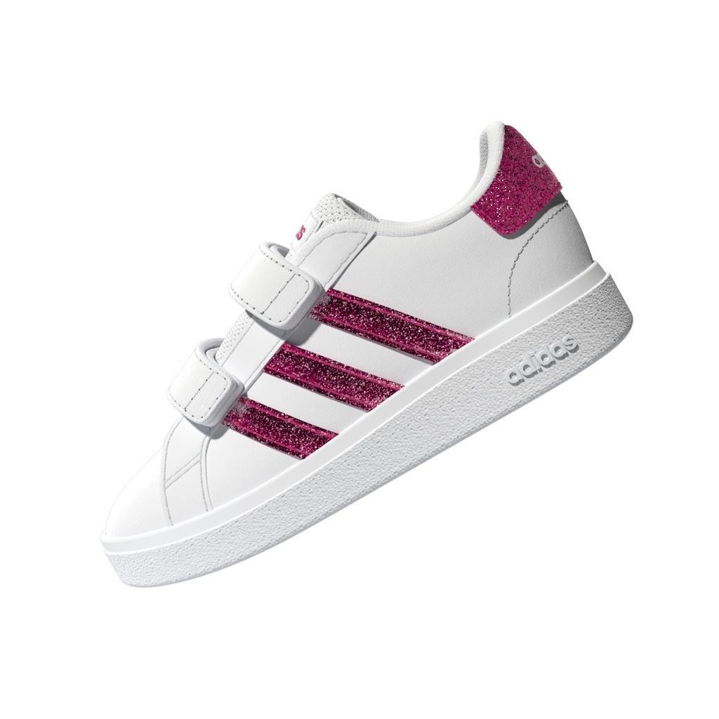 Unisex Kids Grand Court Lifestyle Hook and Loop Shoes, White, A901_ONE, large image number 7