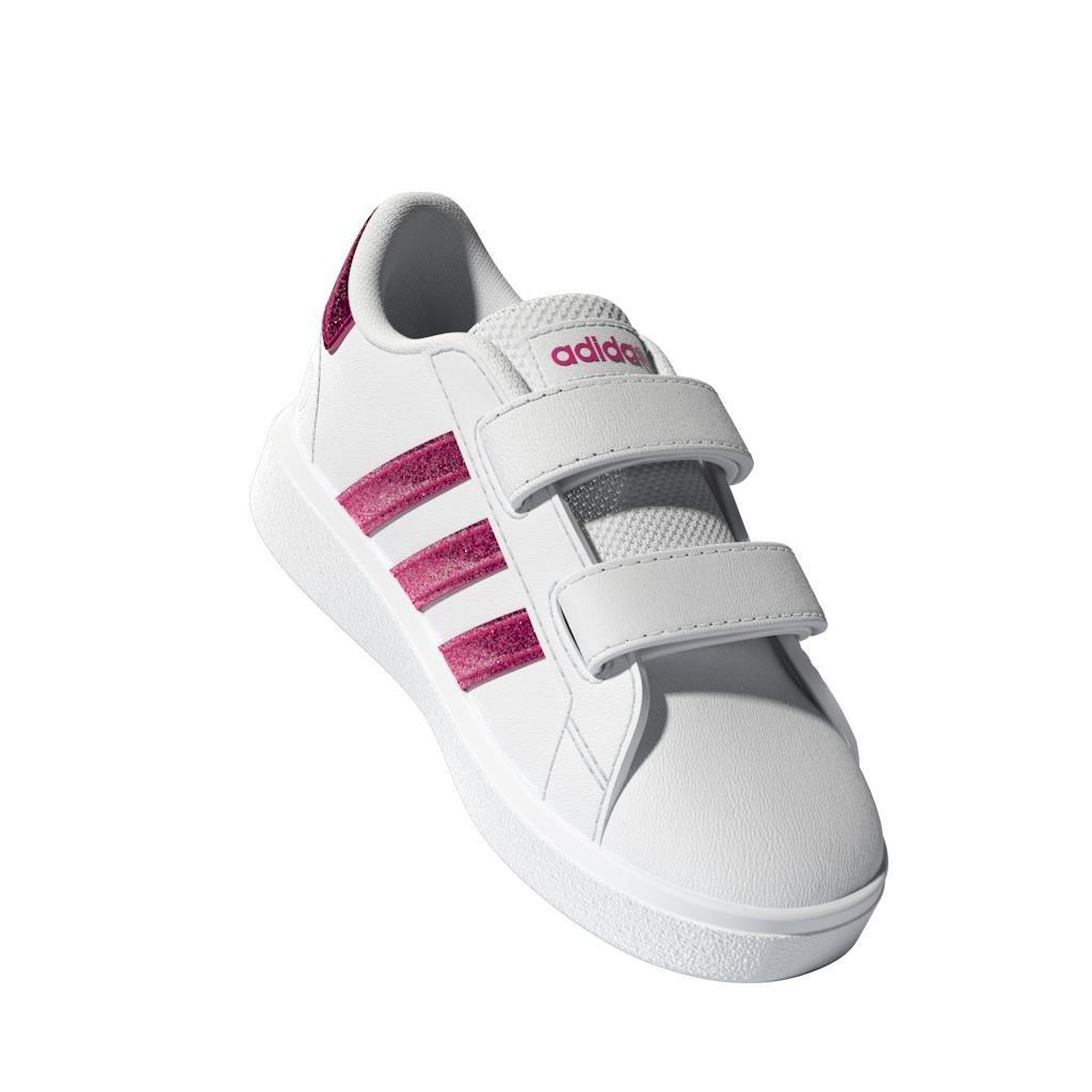 Unisex Kids Grand Court Lifestyle Hook and Loop Shoes, White, A901_ONE, large image number 9