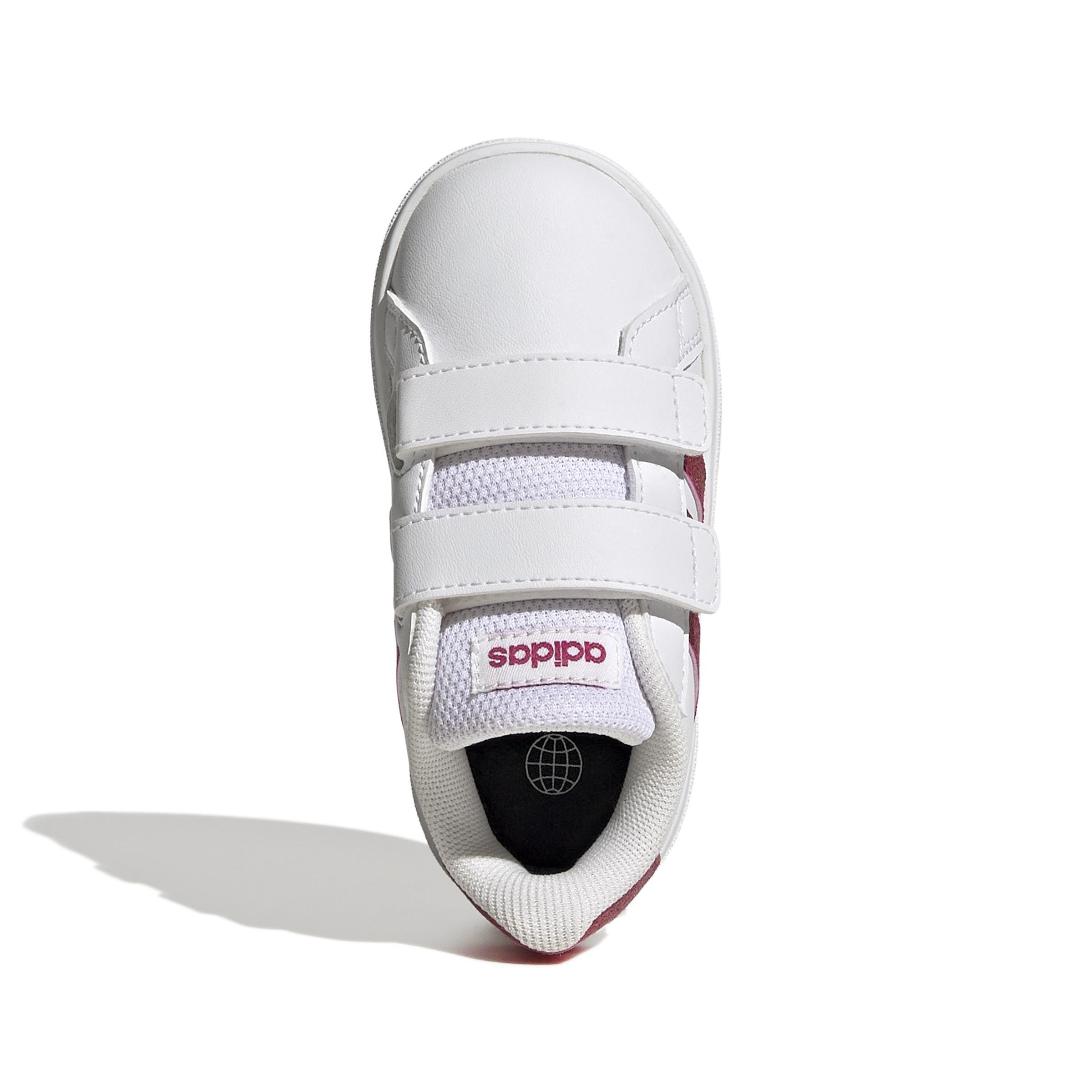 Unisex Kids Grand Court Lifestyle Hook and Loop Shoes, White, A901_ONE, large image number 12