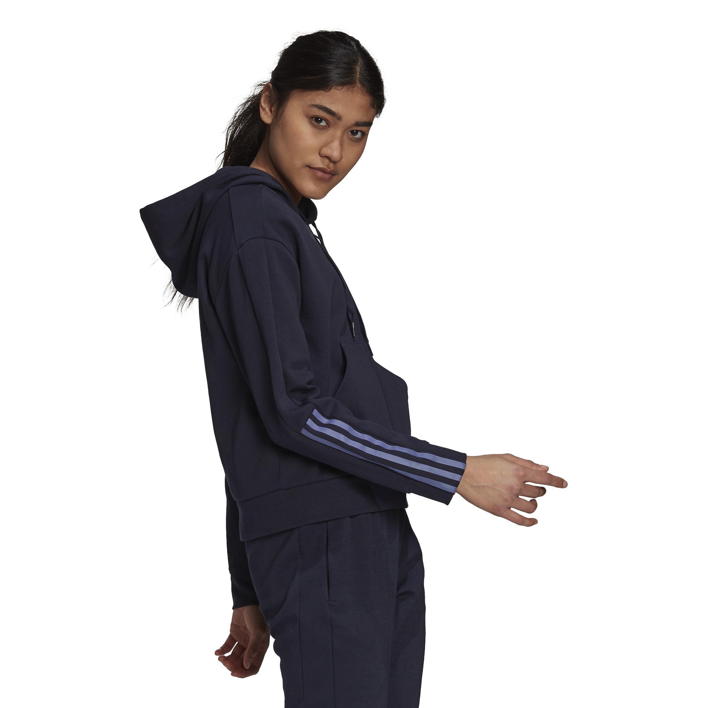 Essentials Loose-Cut 3-Stripes Full-Zip Hoodie, Blue, A901_ONE, large image number 1