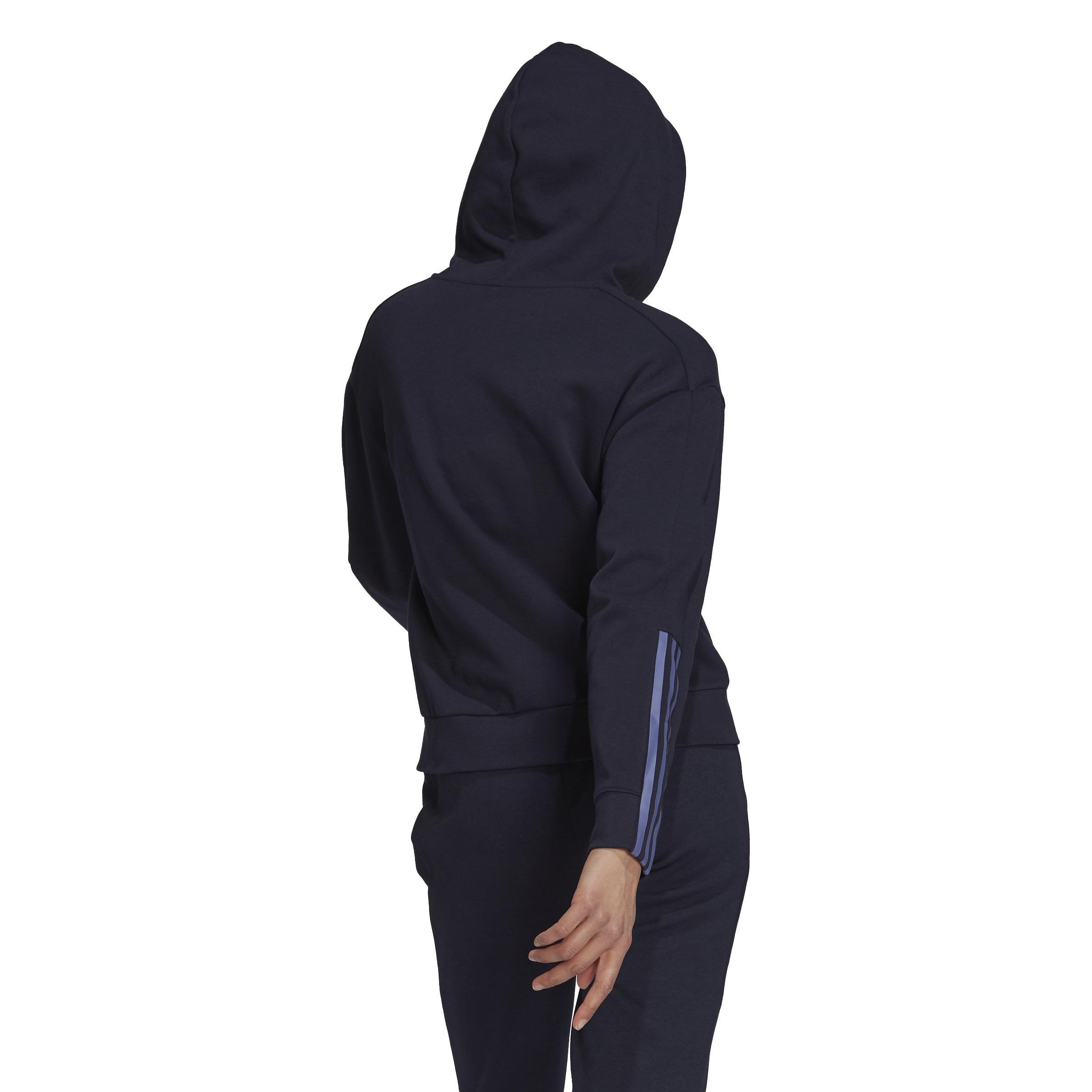 Essentials Loose-Cut 3-Stripes Full-Zip Hoodie, Blue, A901_ONE, large image number 2
