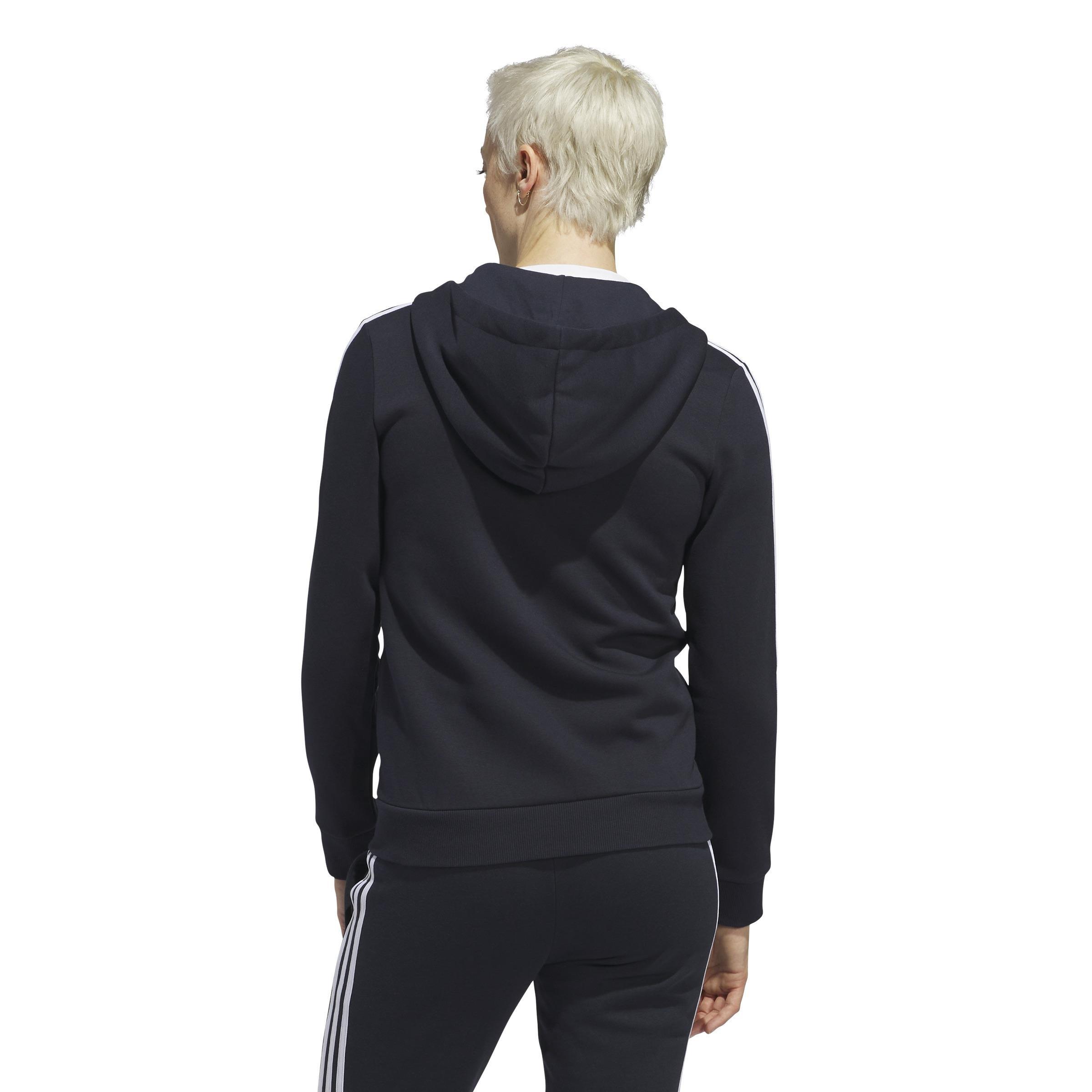 Essentials Fleece 3-Stripes Full-Zip Hoodie, Blue, , large image number 3
