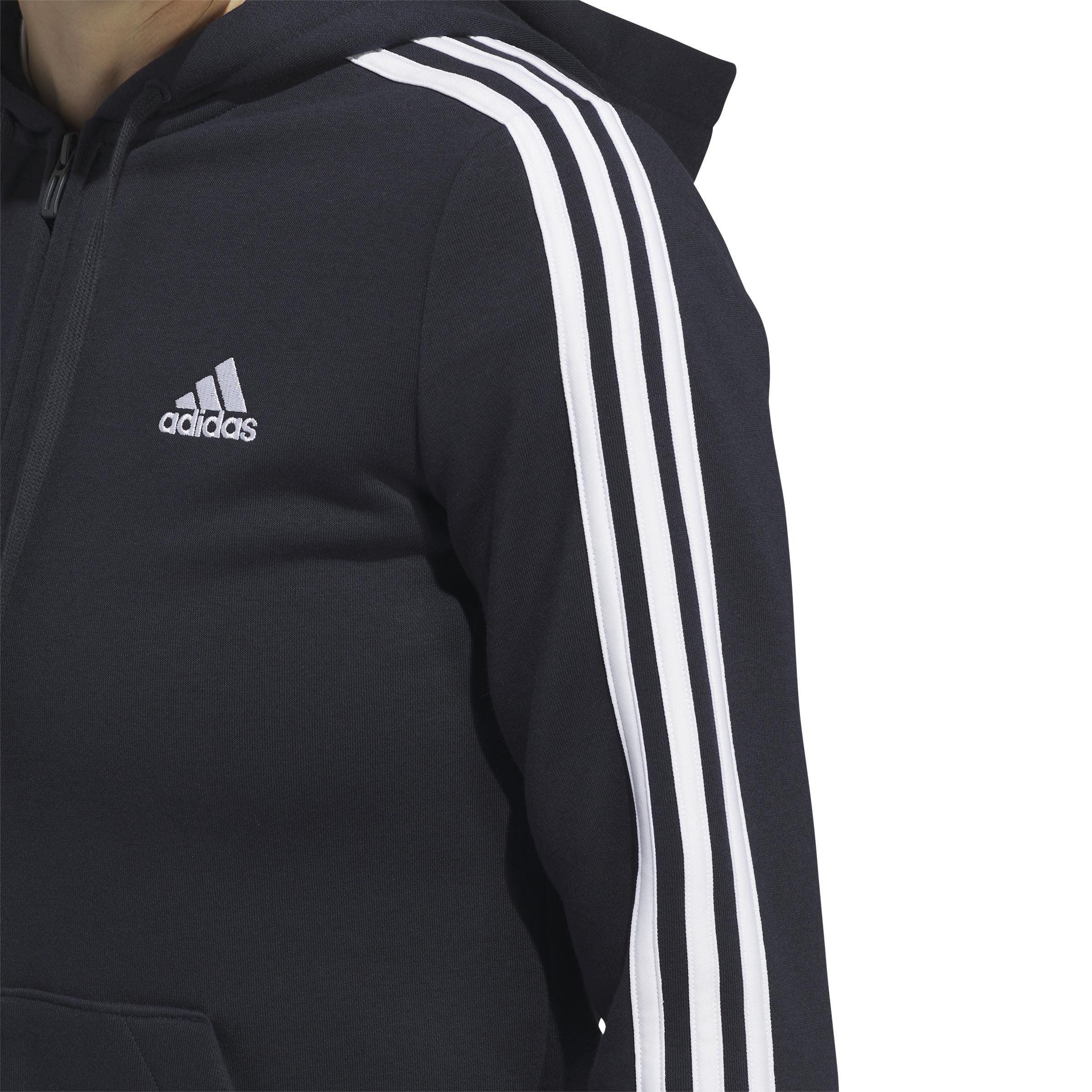 Essentials Fleece 3-Stripes Full-Zip Hoodie, Blue, , large image number 4