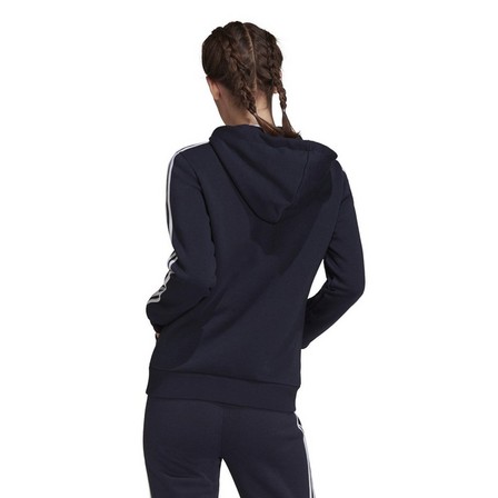Women Essentials Fleece 3-Stripes Full-Zip Hoodie , Navy, A901_ONE, large image number 5