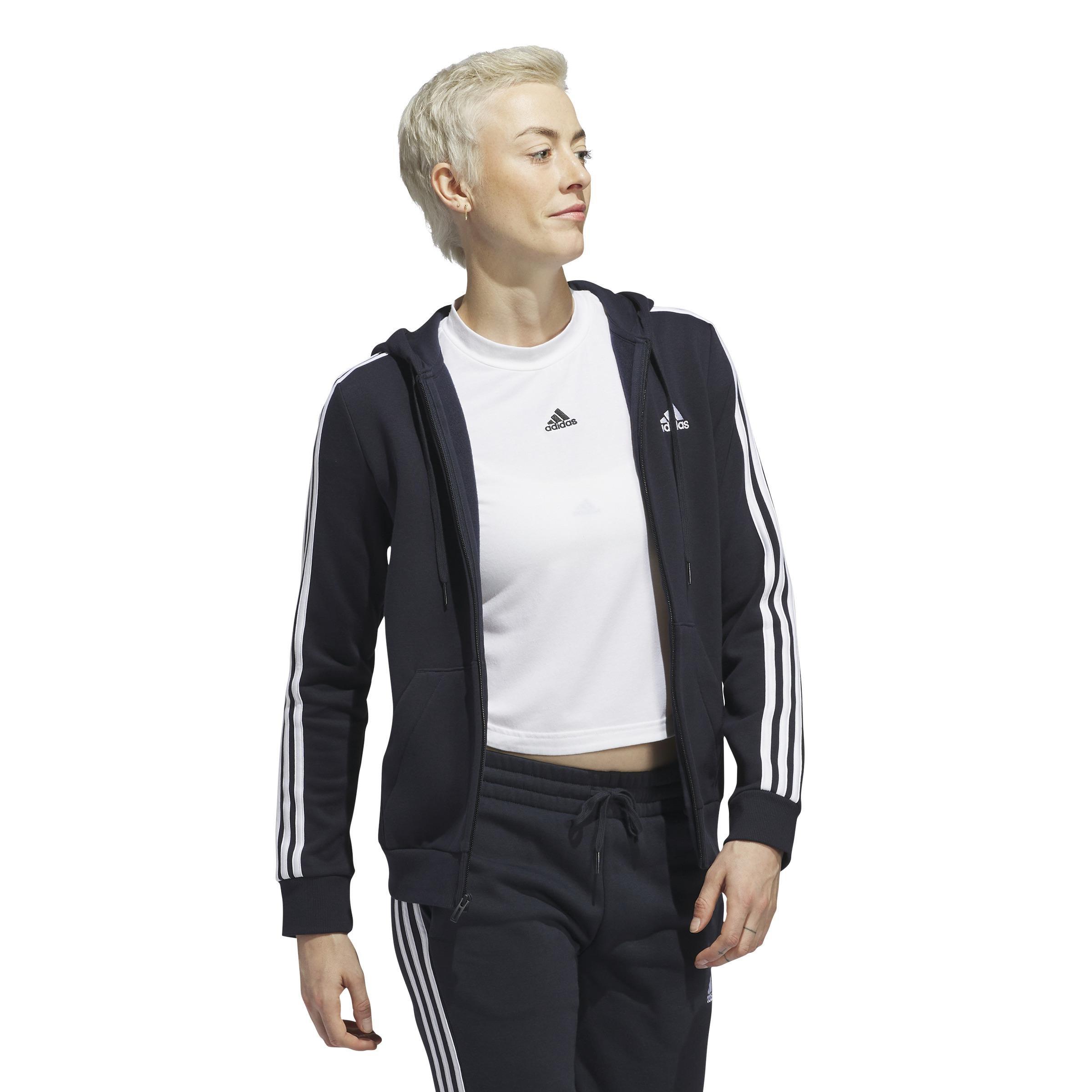 Essentials Fleece 3-Stripes Full-Zip Hoodie, Blue, , large image number 9