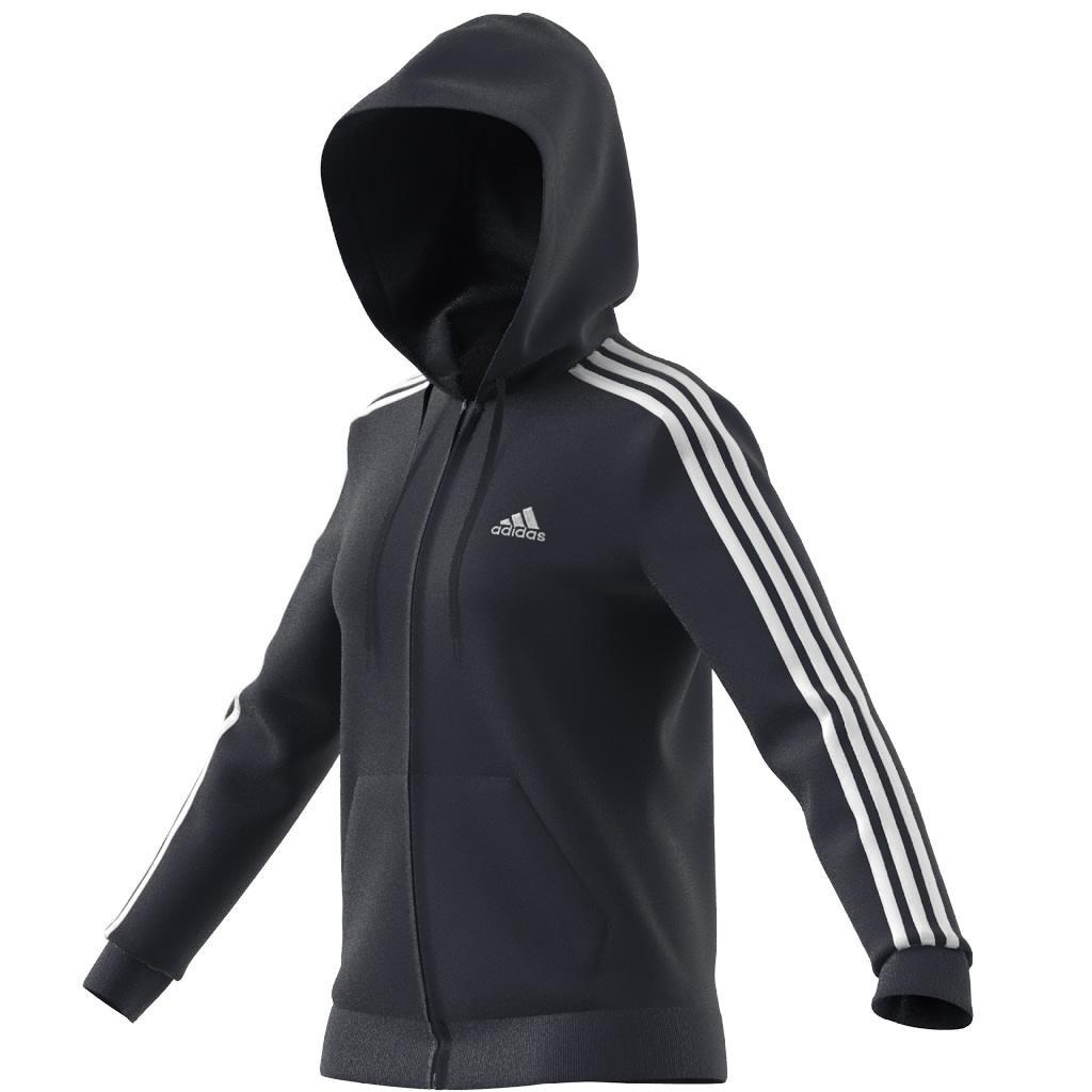 Essentials Fleece 3-Stripes Full-Zip Hoodie, Blue, , large image number 11