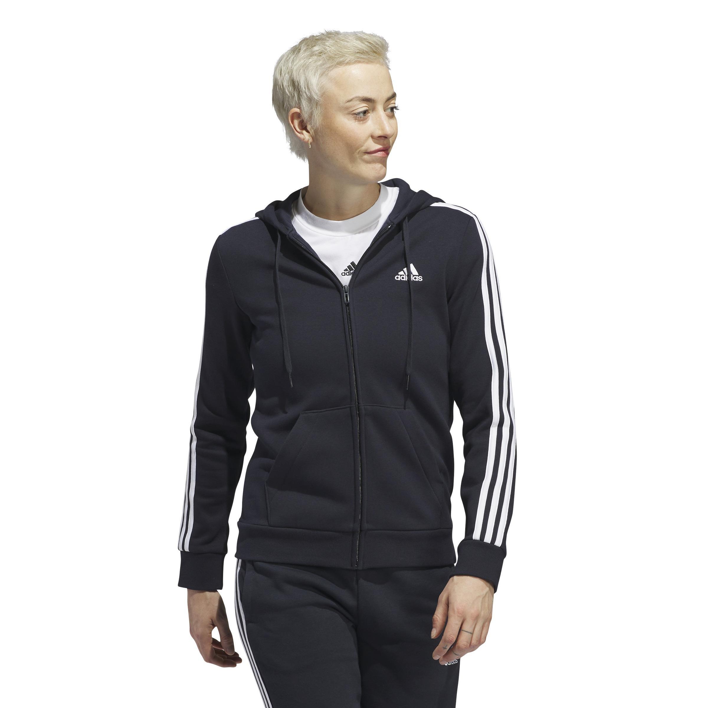 Essentials Fleece 3-Stripes Full-Zip Hoodie, Blue, , large image number 12