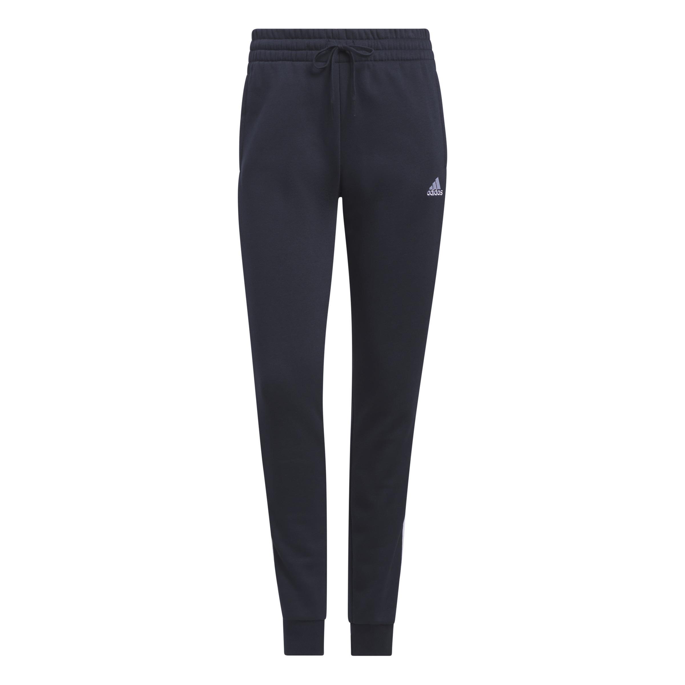 Essentials Fleece 3-Stripes Joggers, Blue, , large image number 1