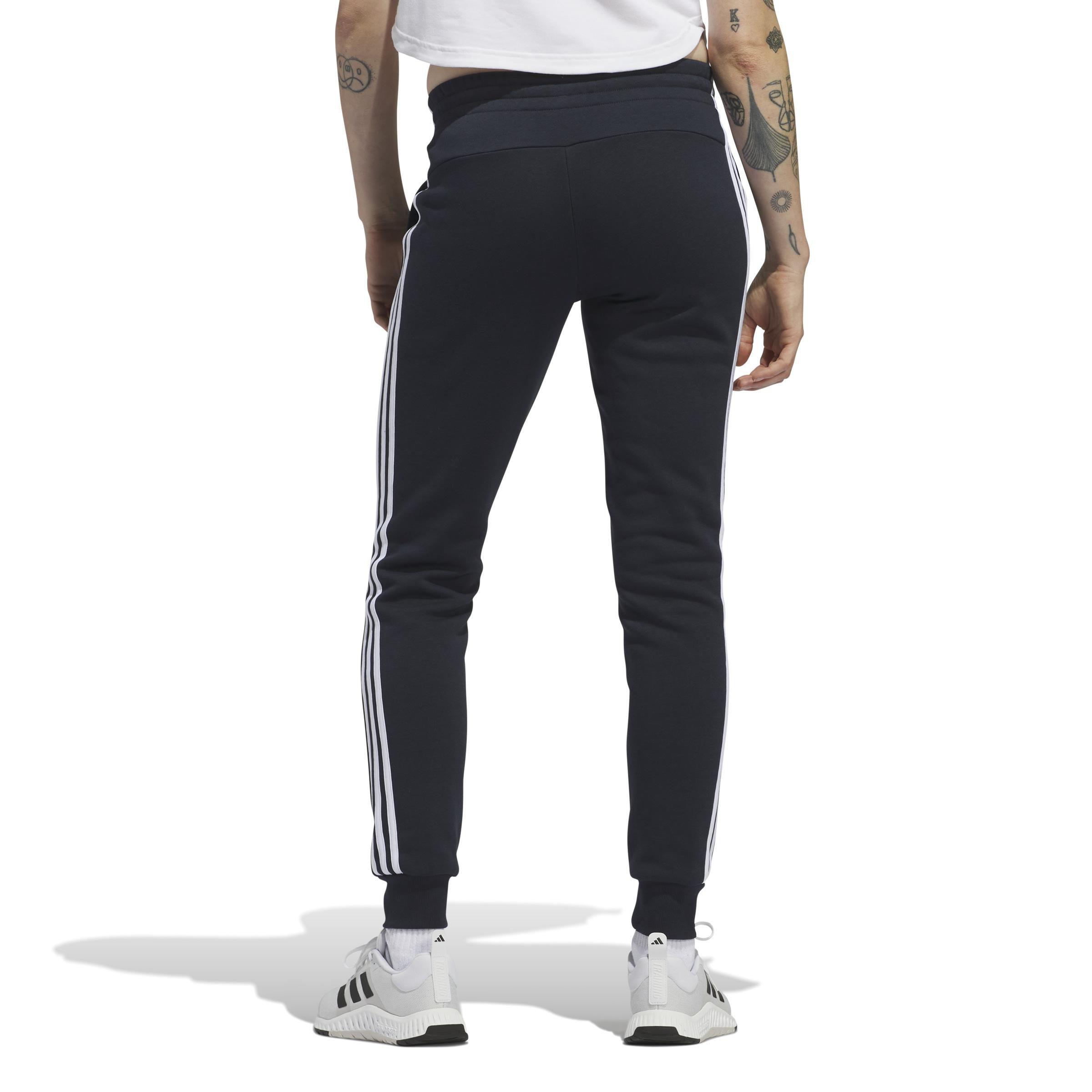 Essentials Fleece 3-Stripes Joggers, Blue, , large image number 2