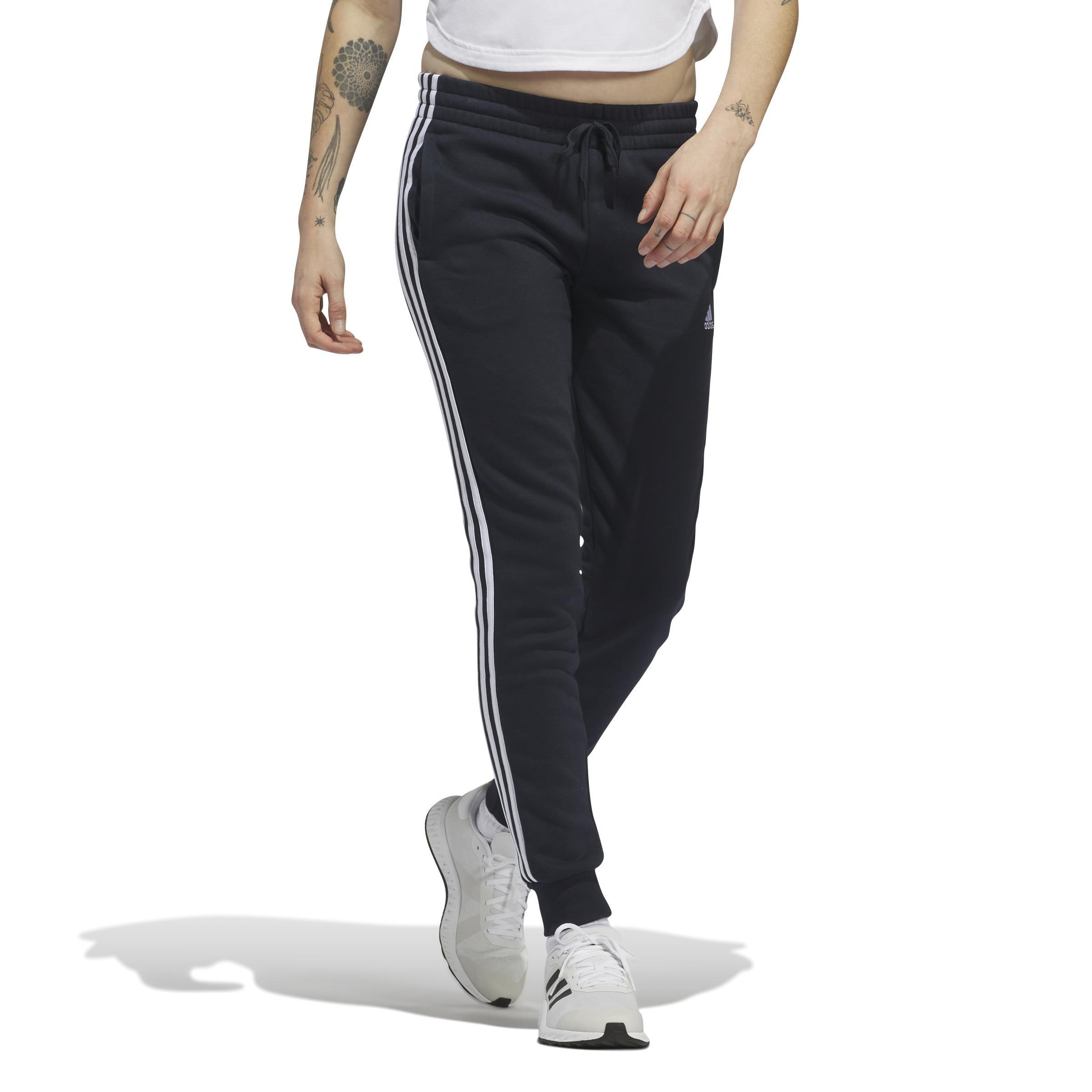 Essentials Fleece 3-Stripes Joggers, Blue, , large image number 5