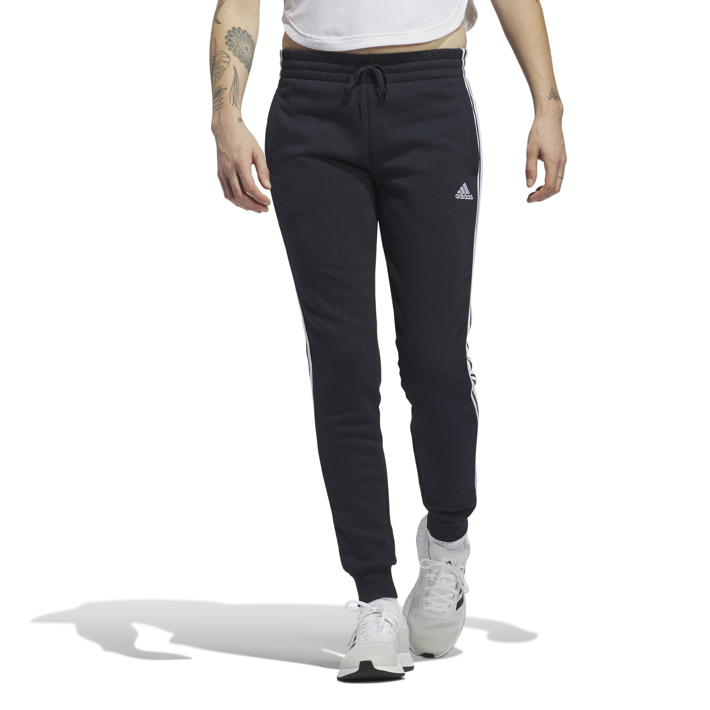 Essentials Fleece 3-Stripes Joggers, Blue, , large image number 10