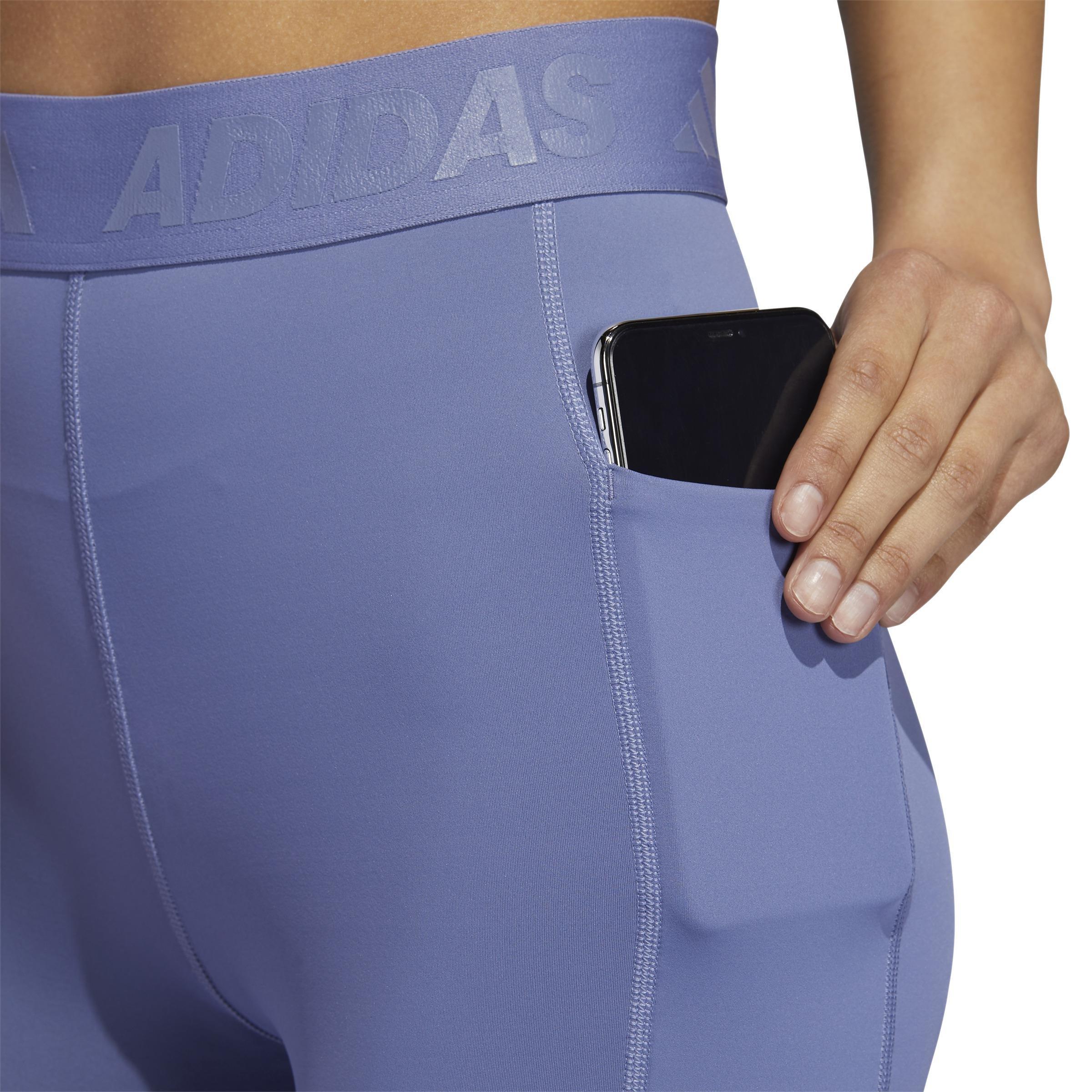 Techfit Long Reflective Leggings, Purple, A901_ONE, large image number 4