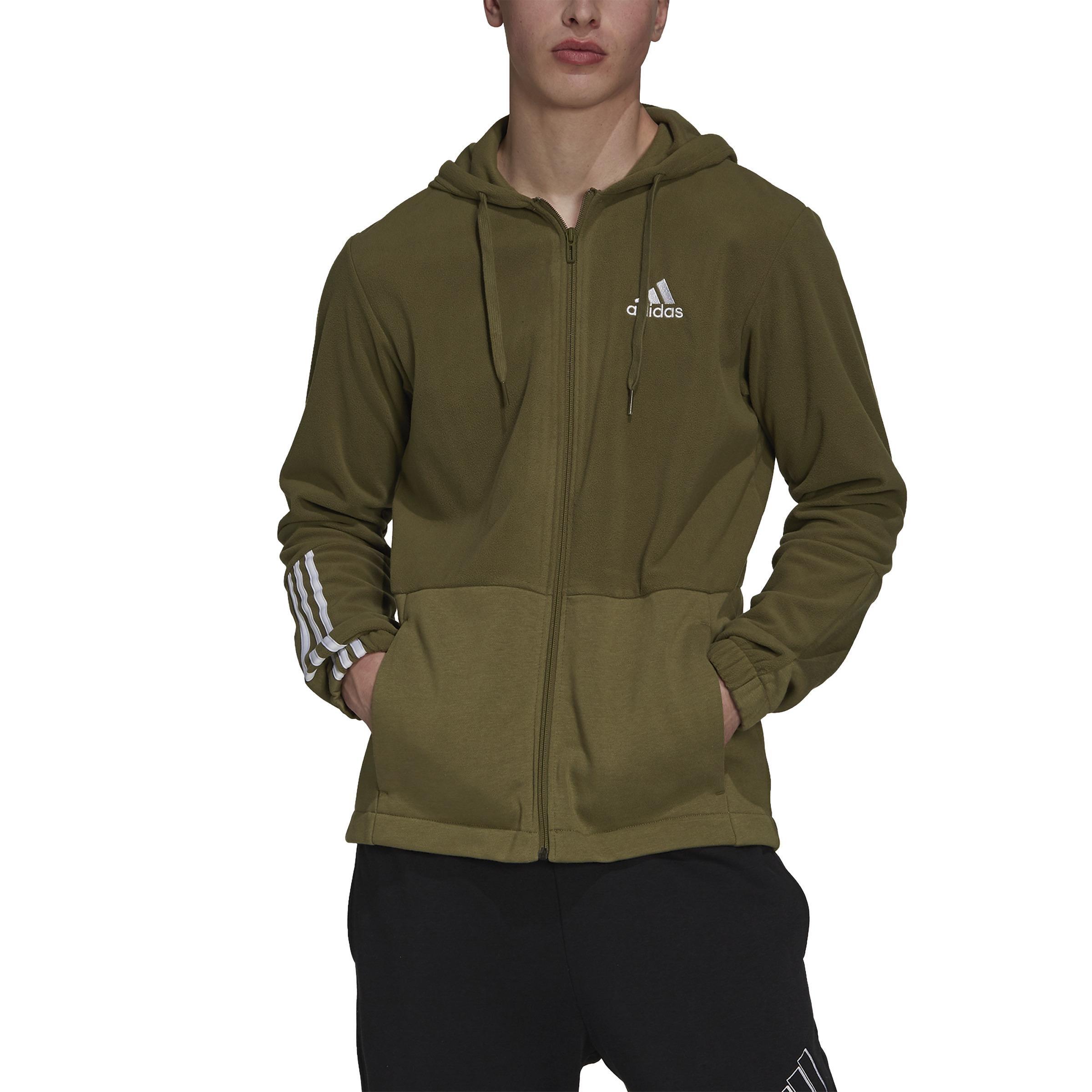 Essentials Polar Fleece Giant Logo Full-Zip Hoodie, Green, , large image number 1