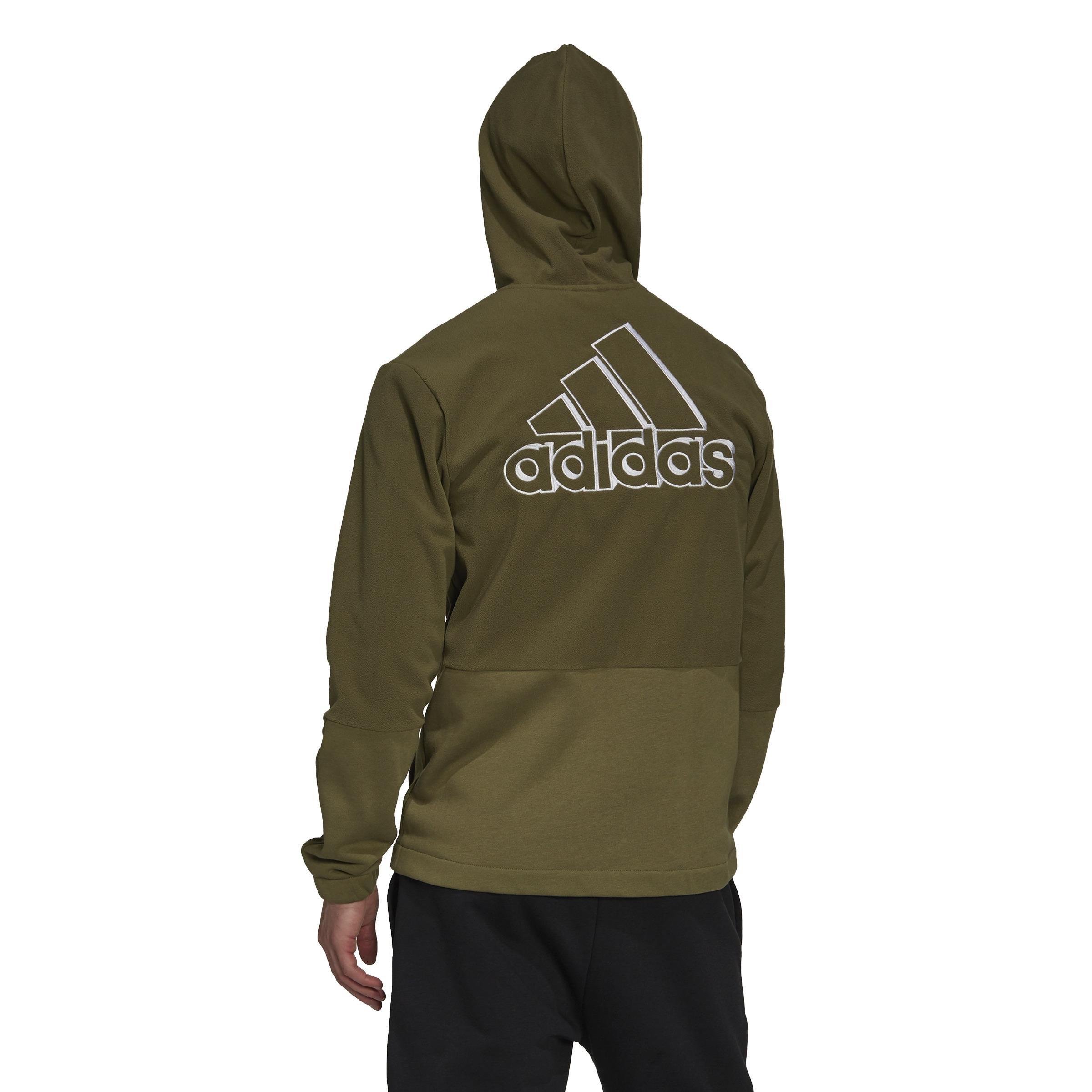 Essentials Polar Fleece Giant Logo Full-Zip Hoodie, Green, , large image number 3