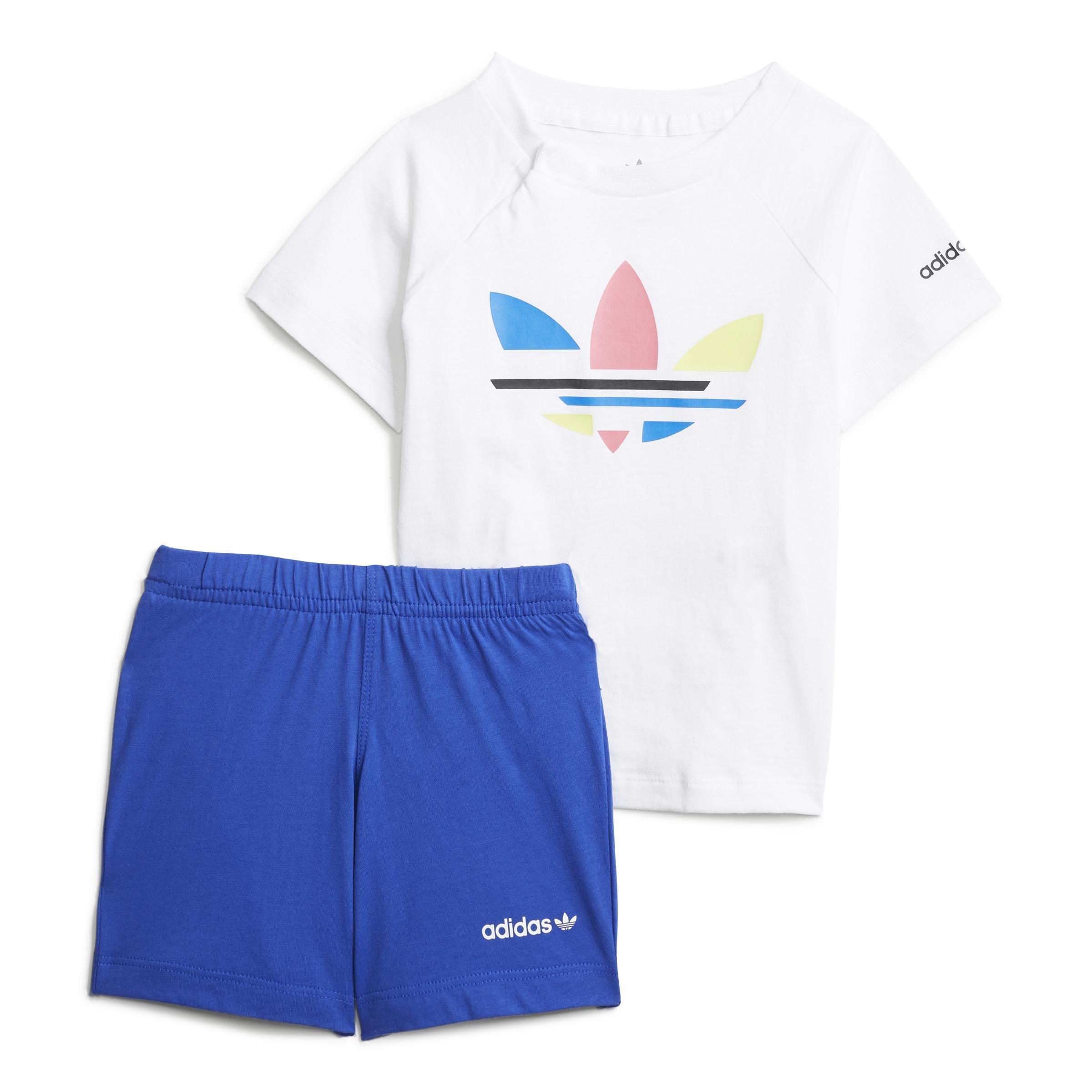 Kids Unisex Adicolor Shorts And T-Shirt Set, White, A901_ONE, large image number 0