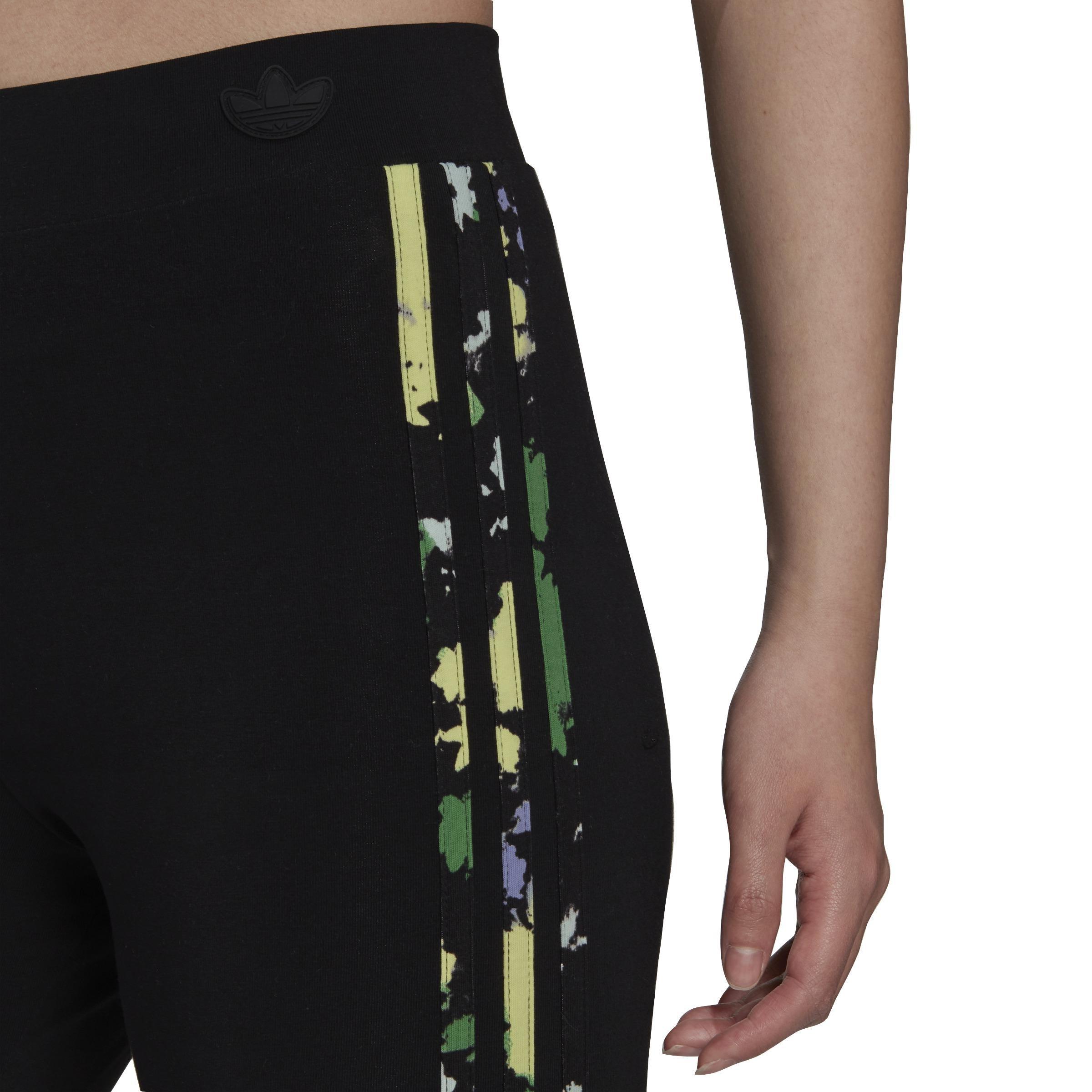Floral 3-Stripes Leggings, Black, , large image number 3