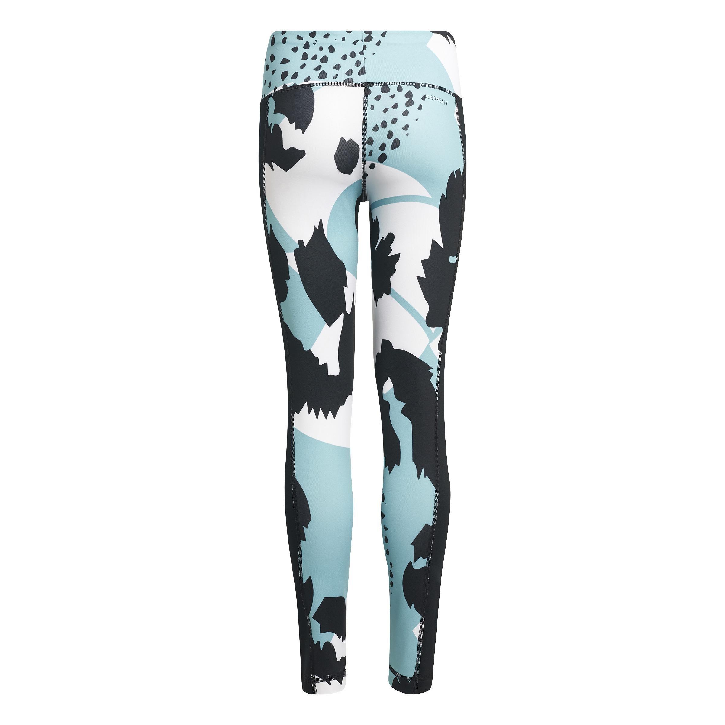 Kids AEROREADY Animal Print External Pocket Stretch Training Leggings, White, A901_ONE, large image number 2