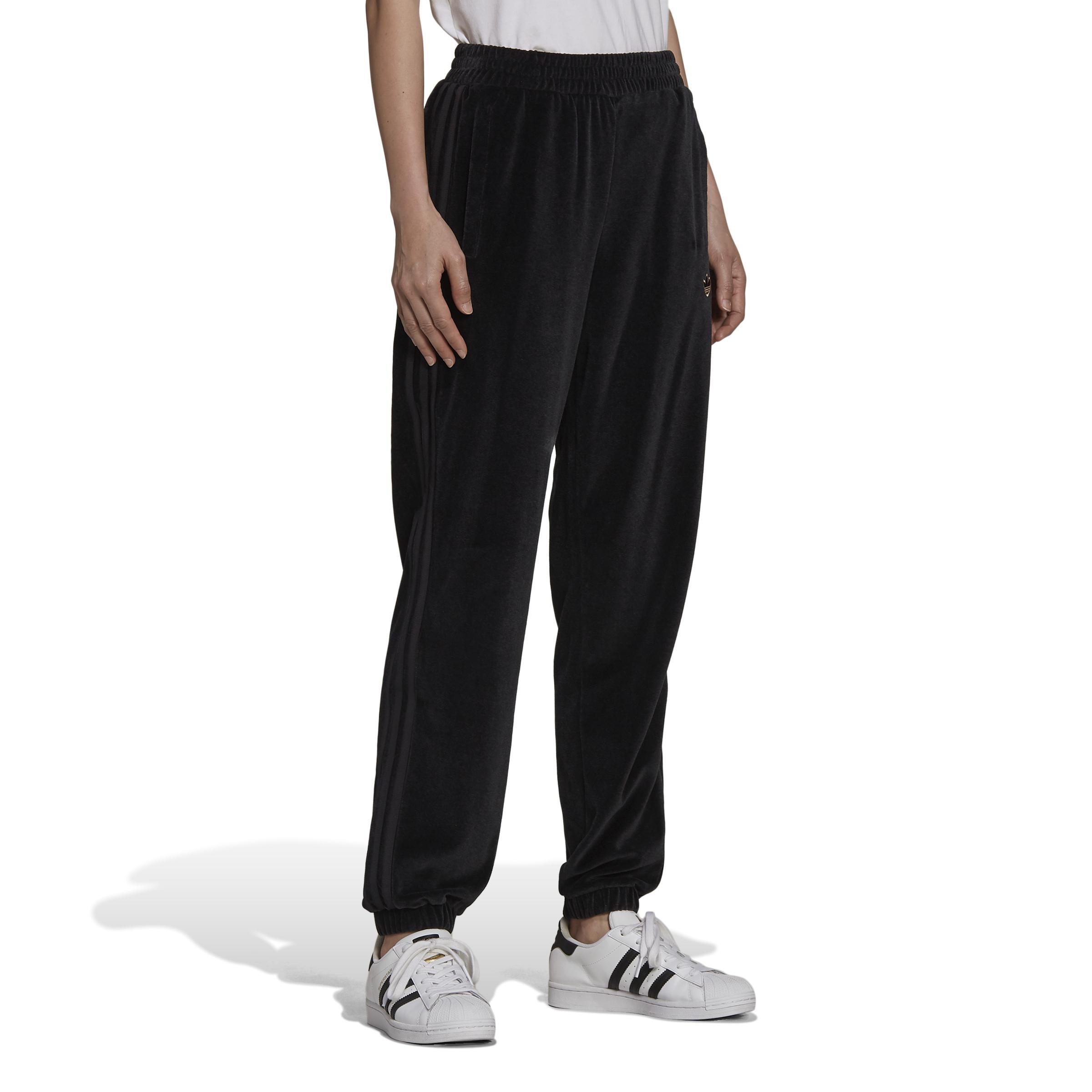 Adidas velour tracksuit womens hot sale black