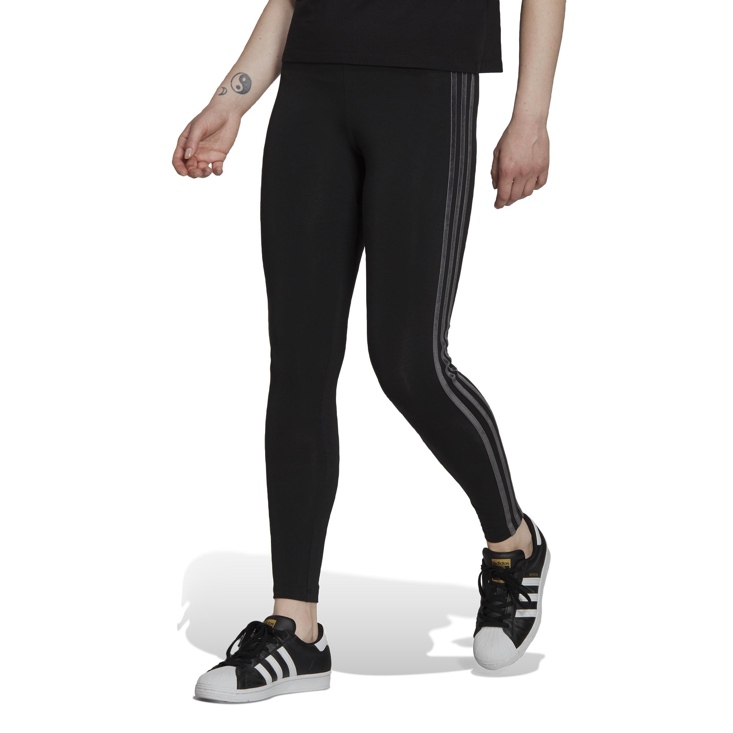 Velvet Stripes And Trefoil Rivet Leggings, Black, , large image number 0