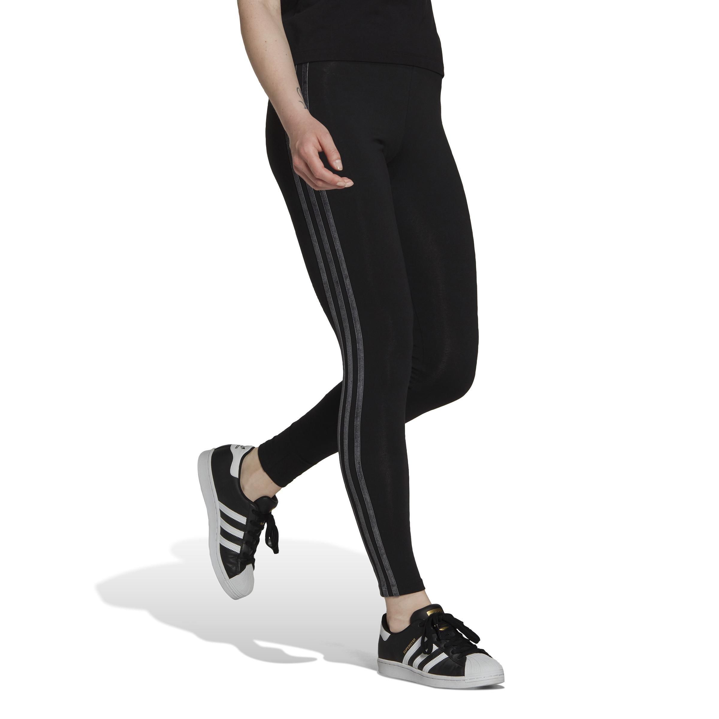 Velvet Stripes And Trefoil Rivet Leggings, Black, , large image number 1