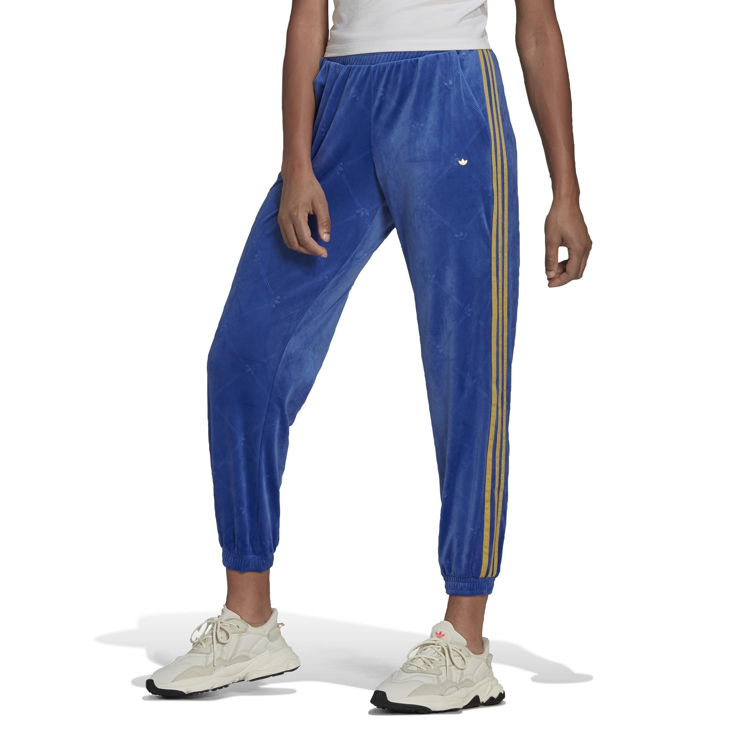 Velvet Embossed Track Joggers, Blue, , large image number 0