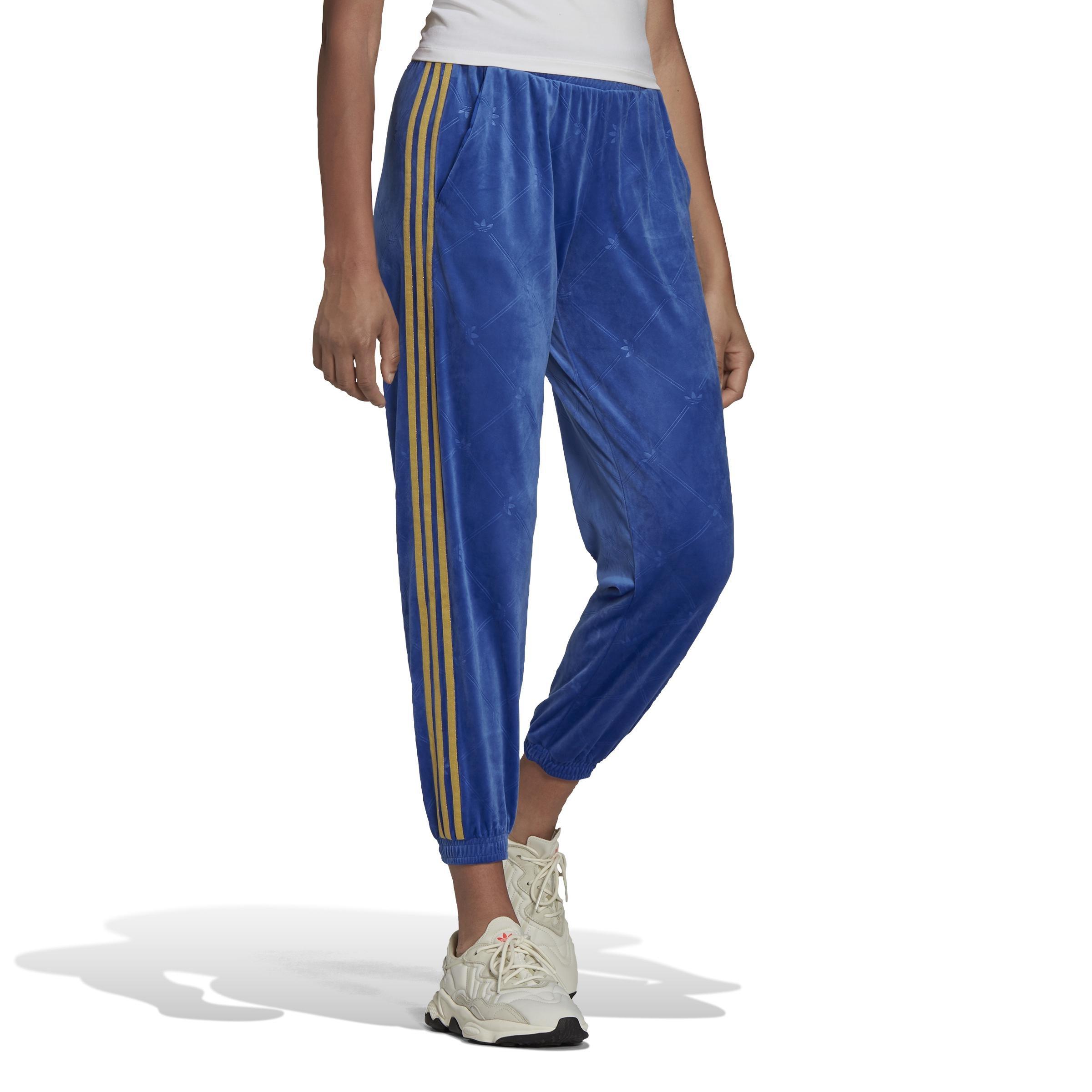 Velvet Embossed Track Joggers, Blue, , large image number 1