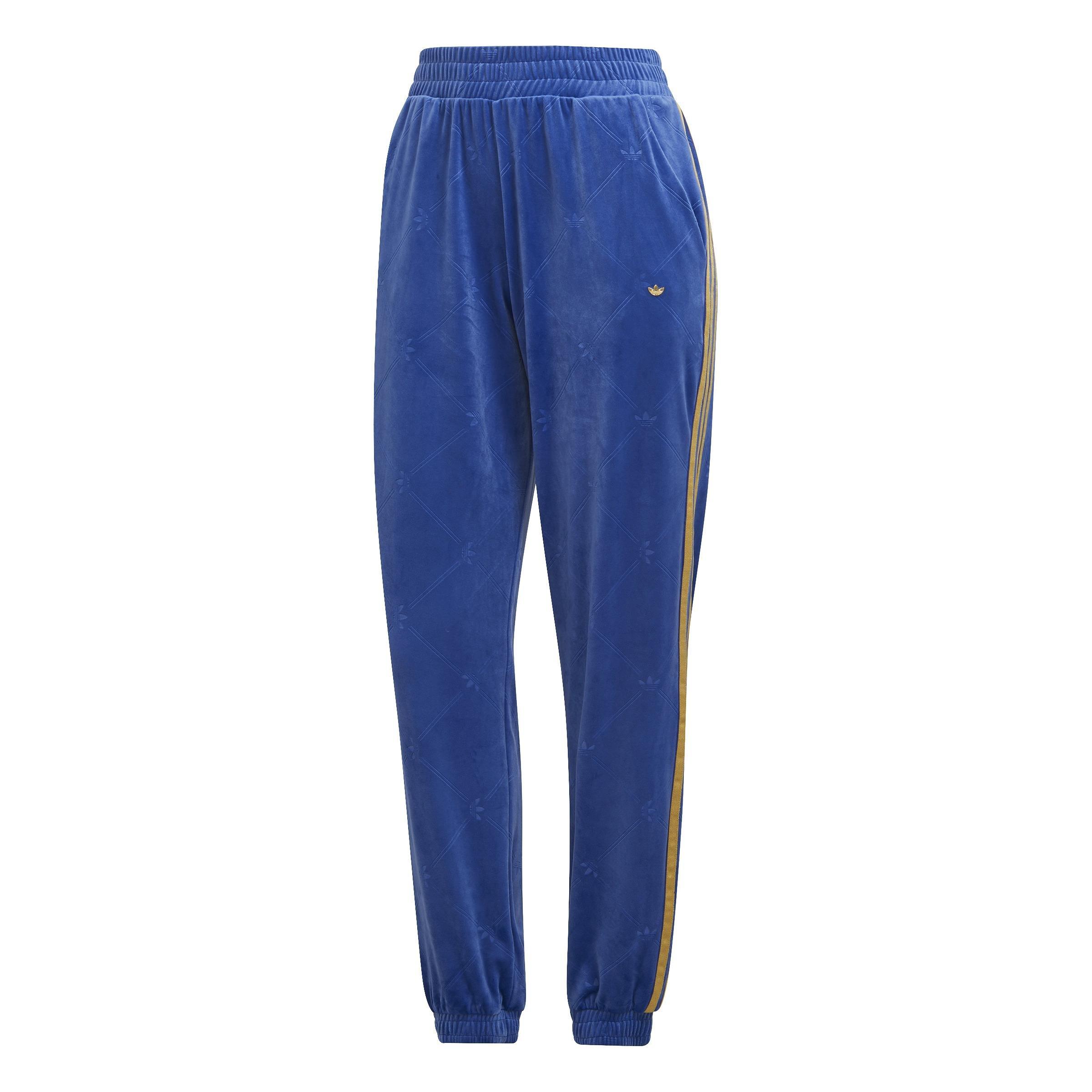 Velvet Embossed Track Joggers, Blue, , large image number 3
