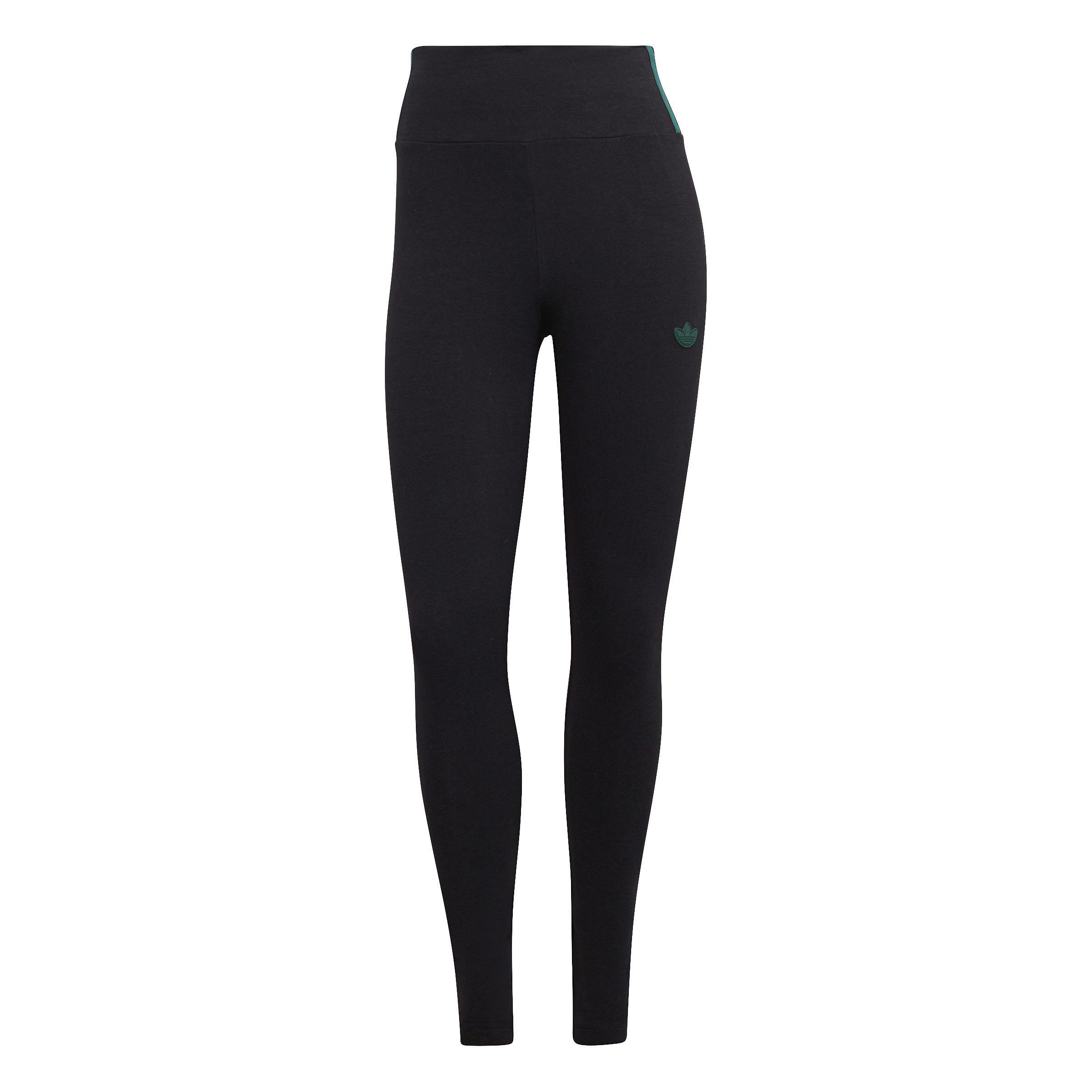 High-Waisted Leggings With Metallic 3-Stripes Detail, Black, A901_ONE, large image number 1