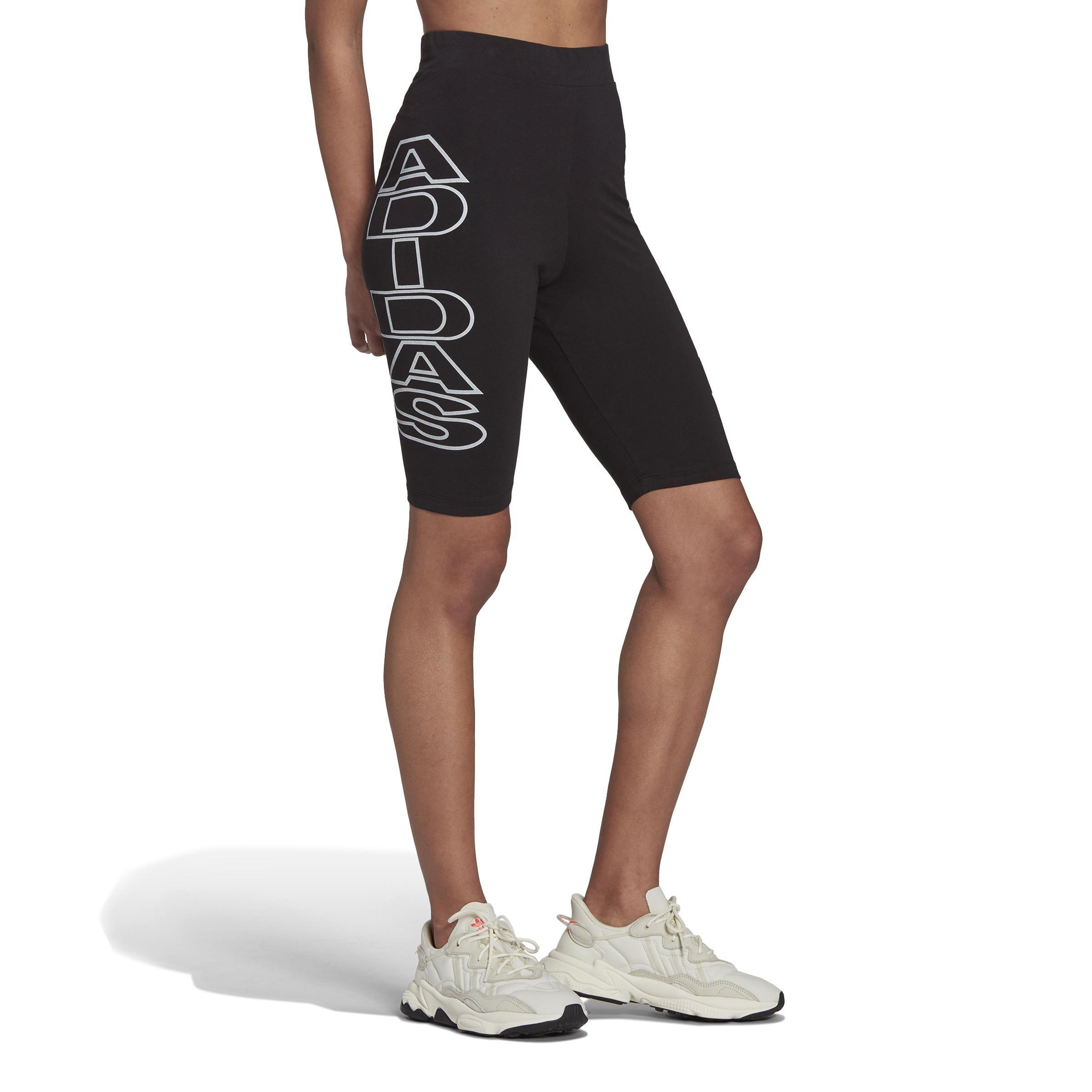 Mid-Waist Letter Short Tights, Black, , large image number 0