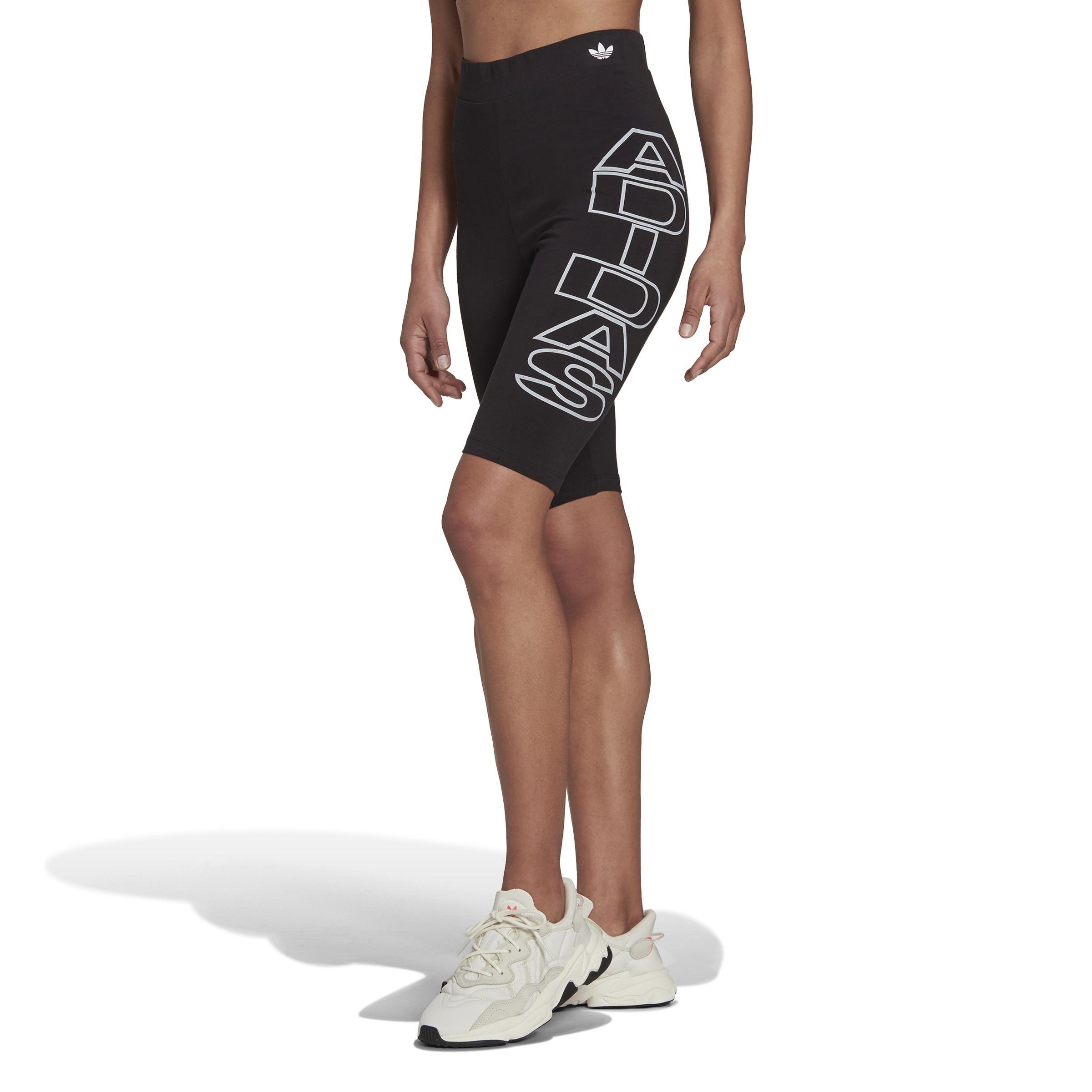 Mid-Waist Letter Short Tights, Black, , large image number 1