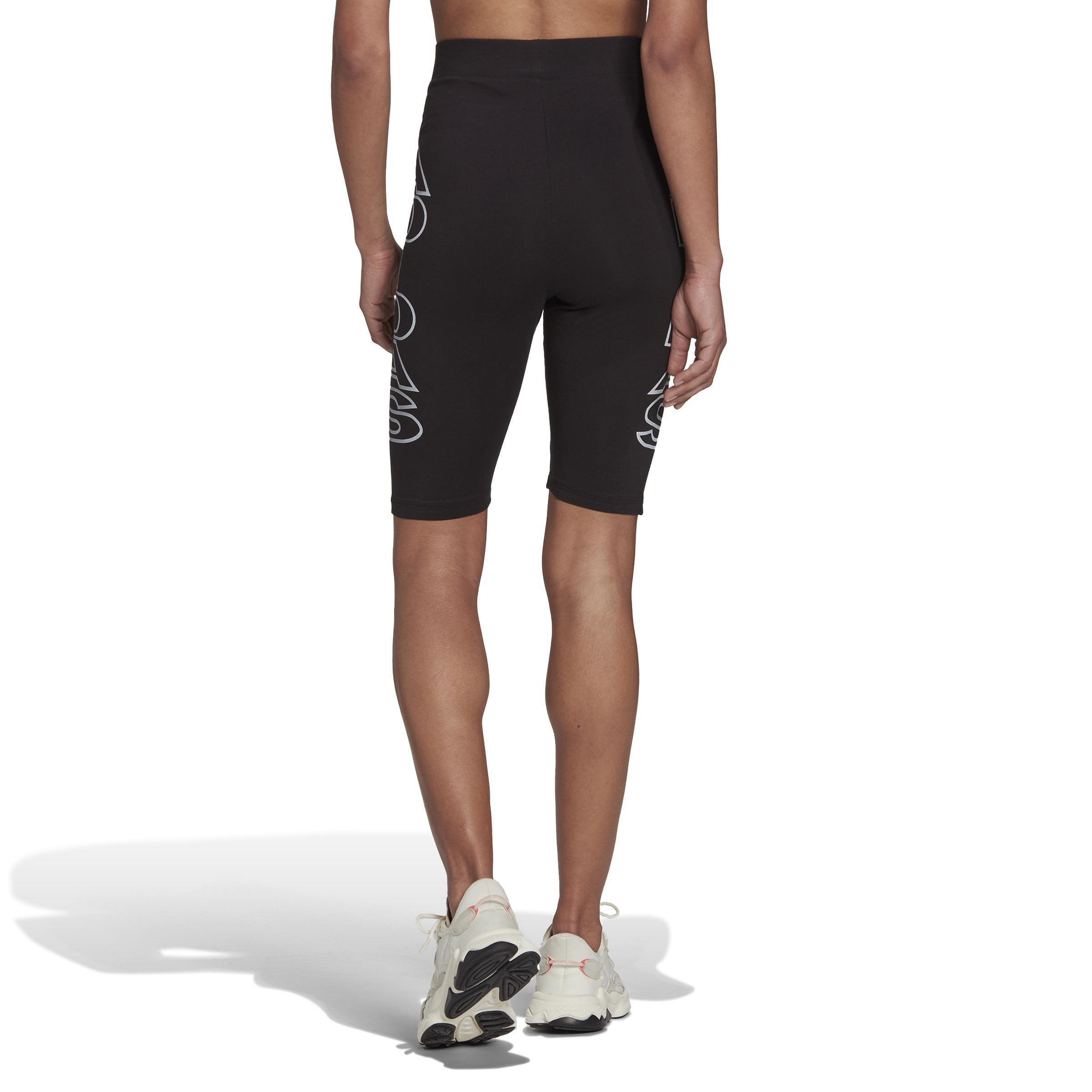 Mid-Waist Letter Short Tights, Black, , large image number 2