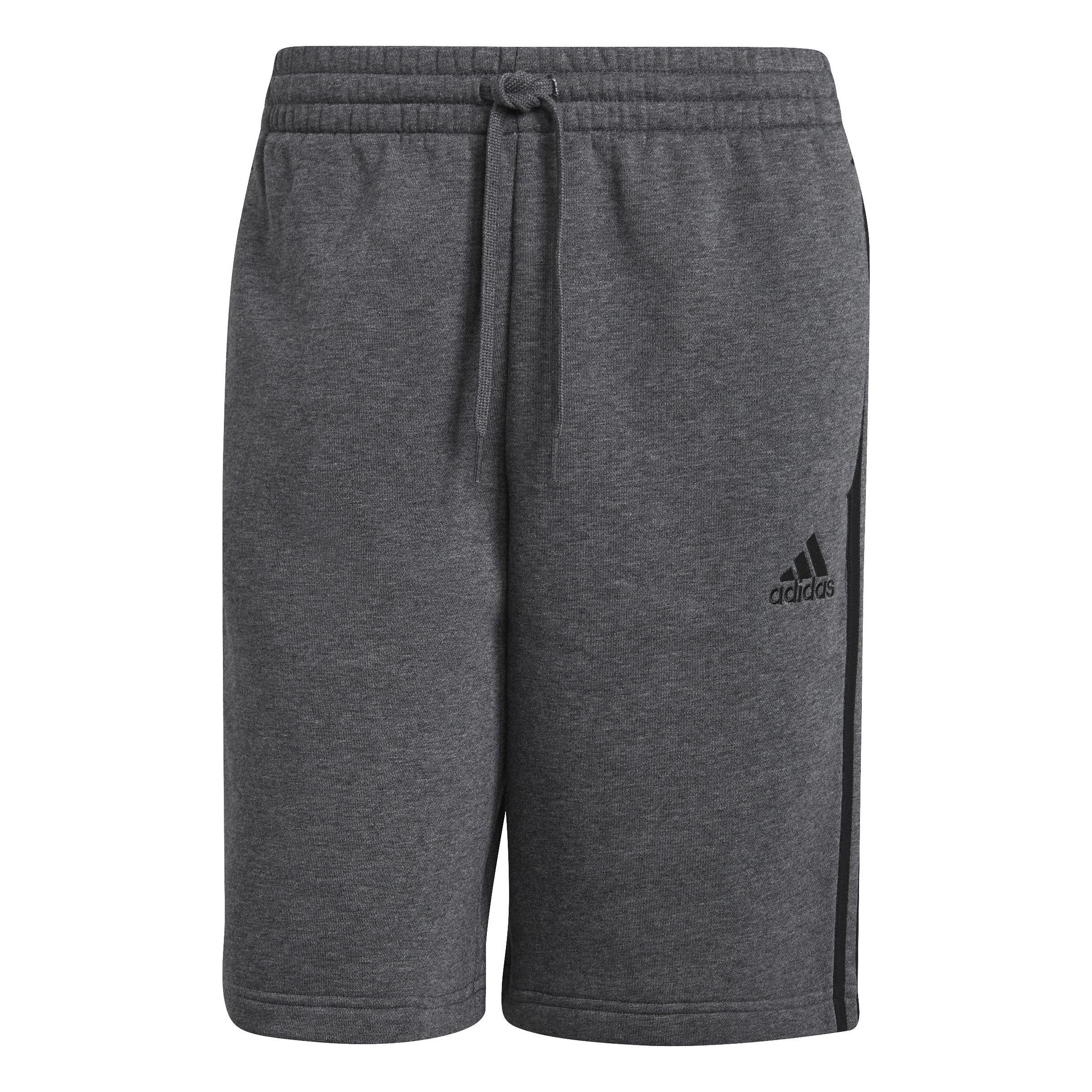 Essentials Fleece 3-Stripes Shorts, Grey, A901_ONE, large image number 0