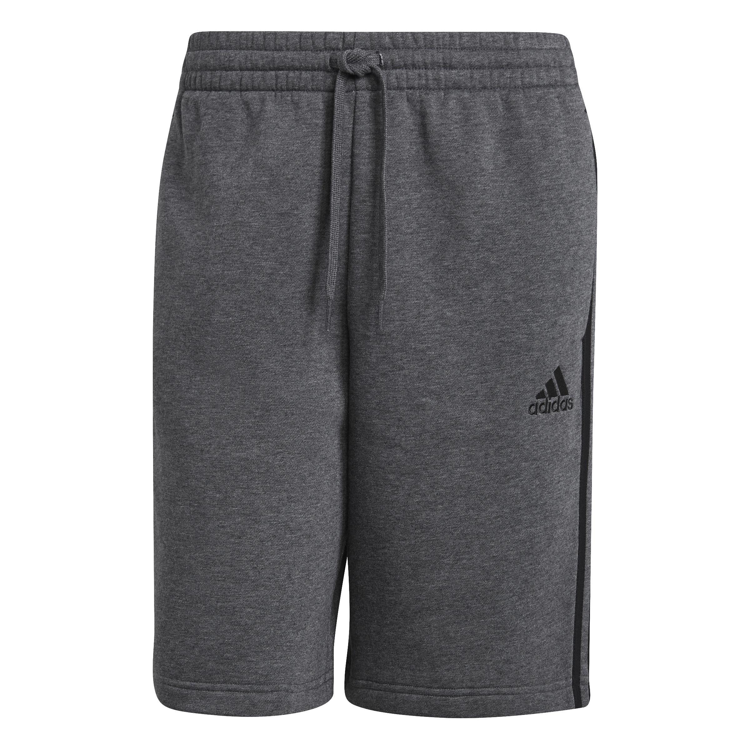 Essentials Fleece 3-Stripes Shorts, Grey, A901_ONE, large image number 1
