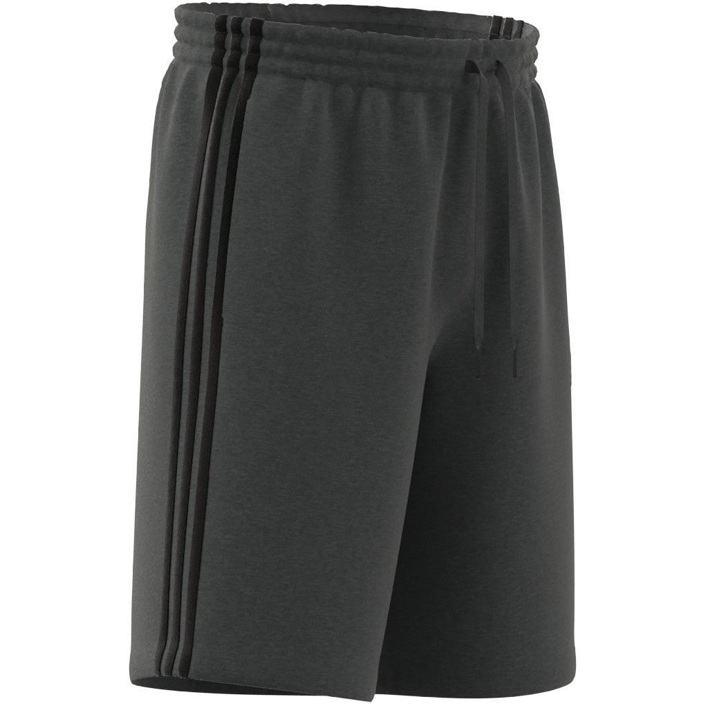 Essentials Fleece 3-Stripes Shorts, Grey, A901_ONE, large image number 2