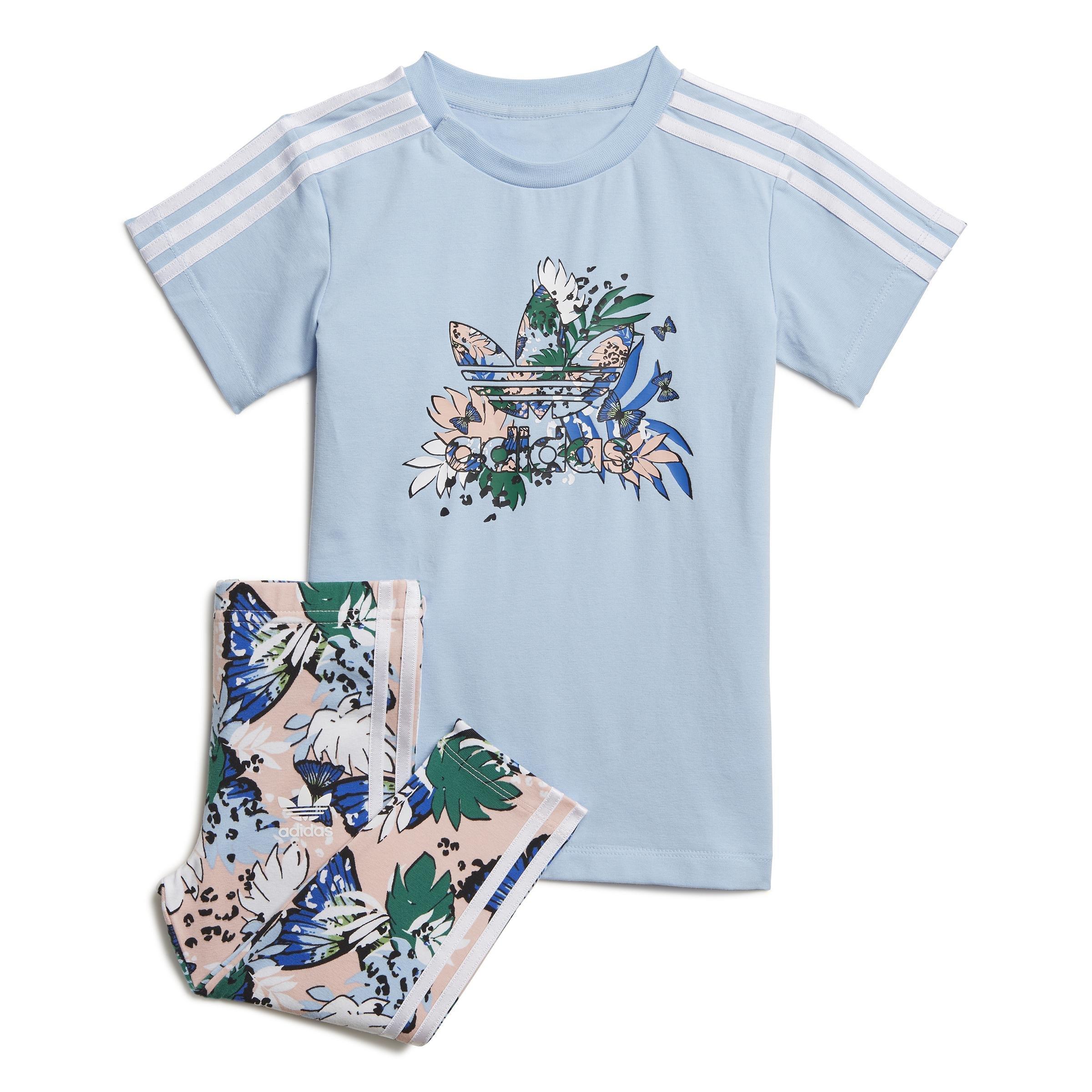 Kids HER Studio London Animal Flower Print Tee Dress and Tights Set, Blue, , large image number 0