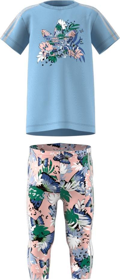 Kids HER Studio London Animal Flower Print Tee Dress and Tights Set, Blue, , large image number 1