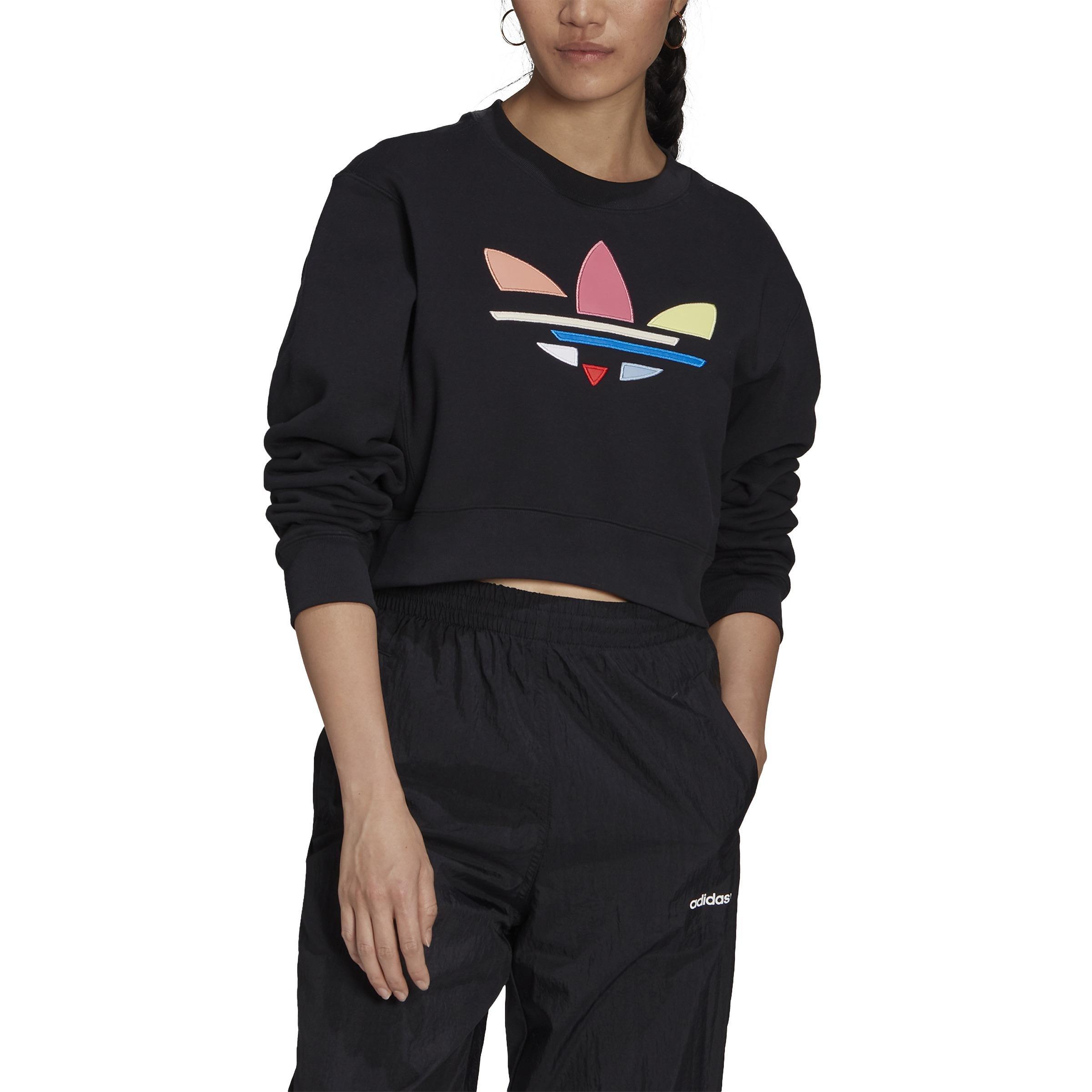 Adicolor Shattered Trefoil Cropped Sweatshirt, Black, , large image number 0