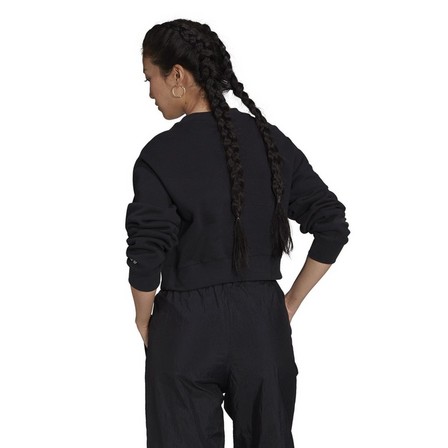 Women Adicolor Shattered Trefoil Cropped Sweatshirt, Black, A901_ONE, large image number 4