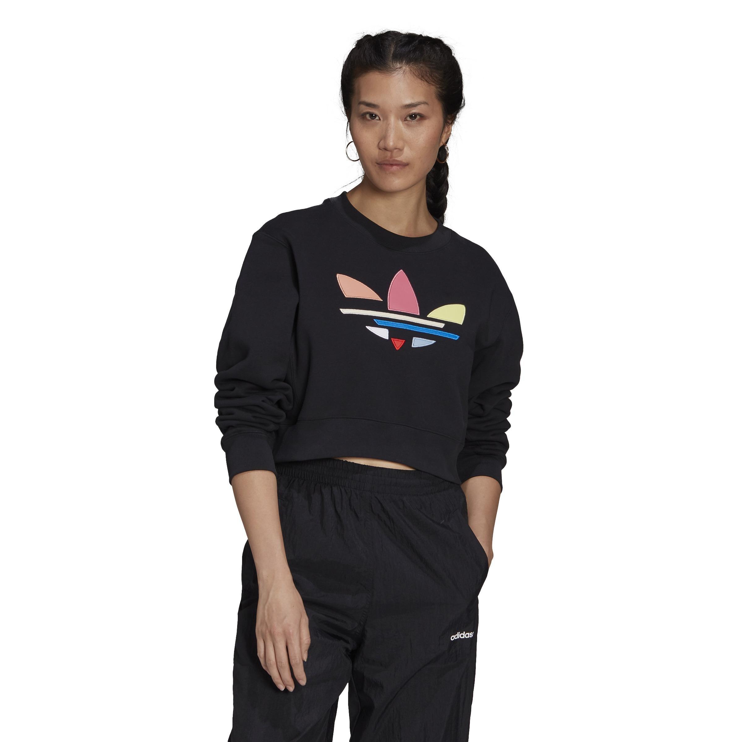 Adicolor Shattered Trefoil Cropped Sweatshirt, Black, , large image number 5