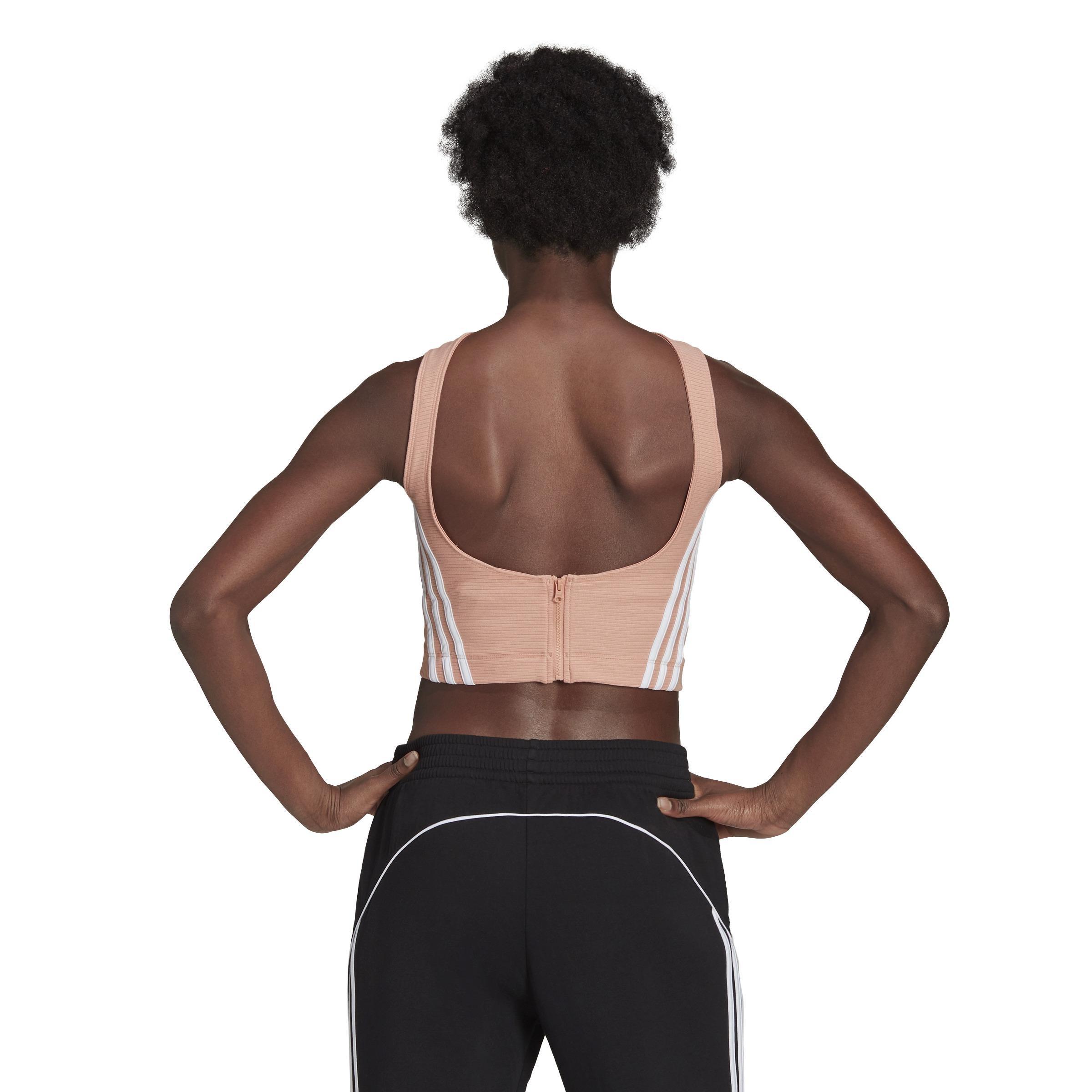 adidas Sportswear Cropped Ribbed Tank Top, Pink, A901_ONE, large image number 3