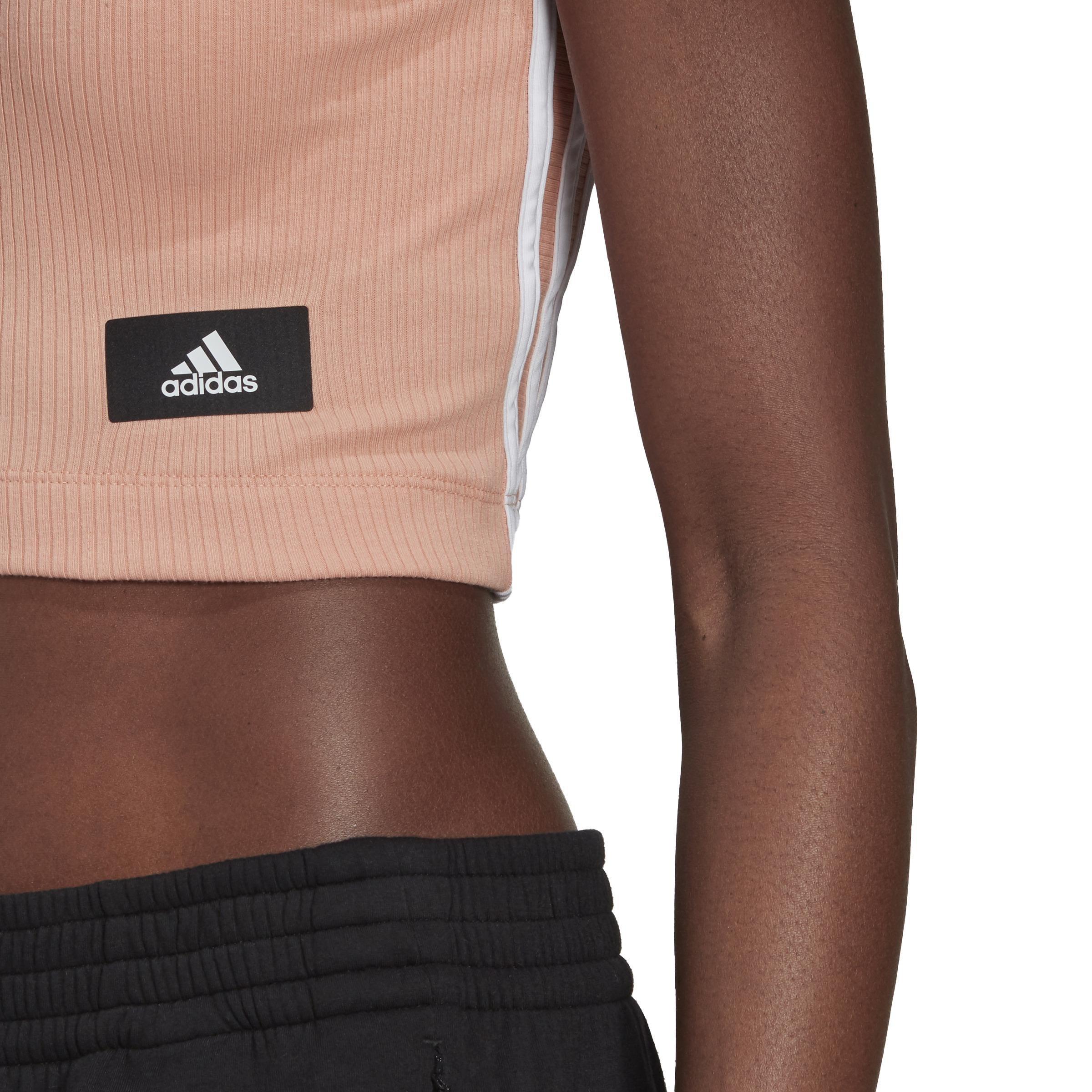 adidas Sportswear Cropped Ribbed Tank Top, Pink, A901_ONE, large image number 5