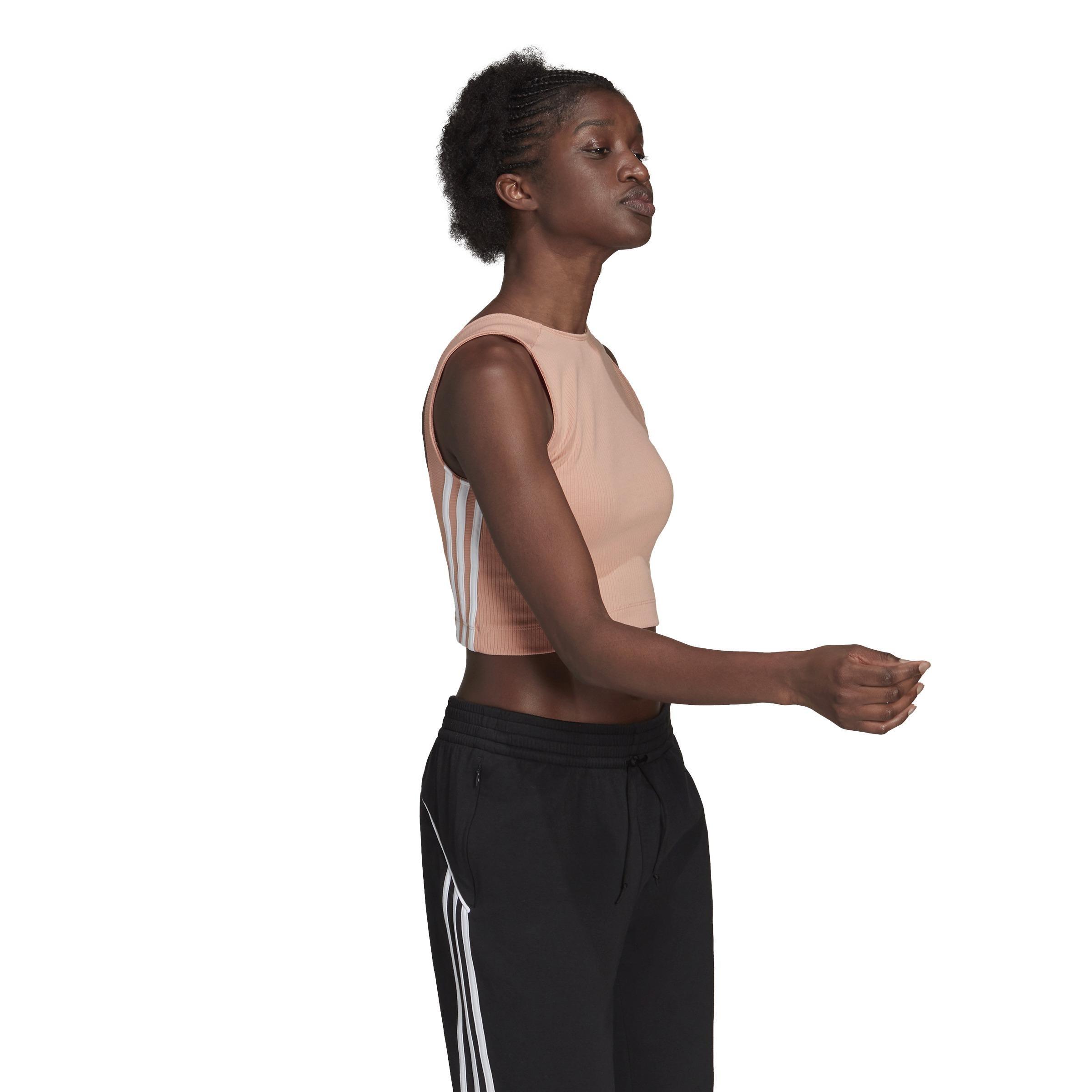 adidas Sportswear Cropped Ribbed Tank Top, Pink, A901_ONE, large image number 7