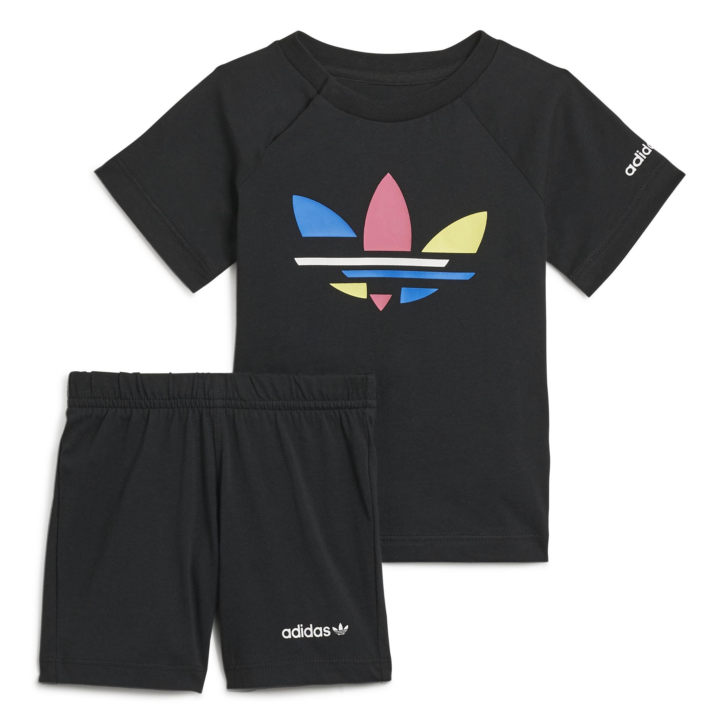 Unisex Kids Adicolor Shorts And T-Shirt Set, Black, A901_ONE, large image number 0