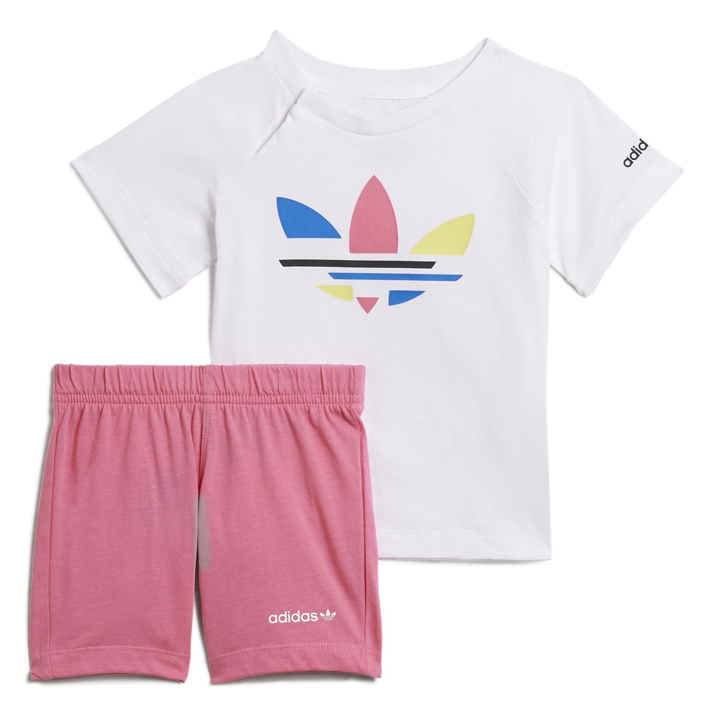 Unisex Kids Adicolor Shorts And T-Shirt Set, White, A901_ONE, large image number 0
