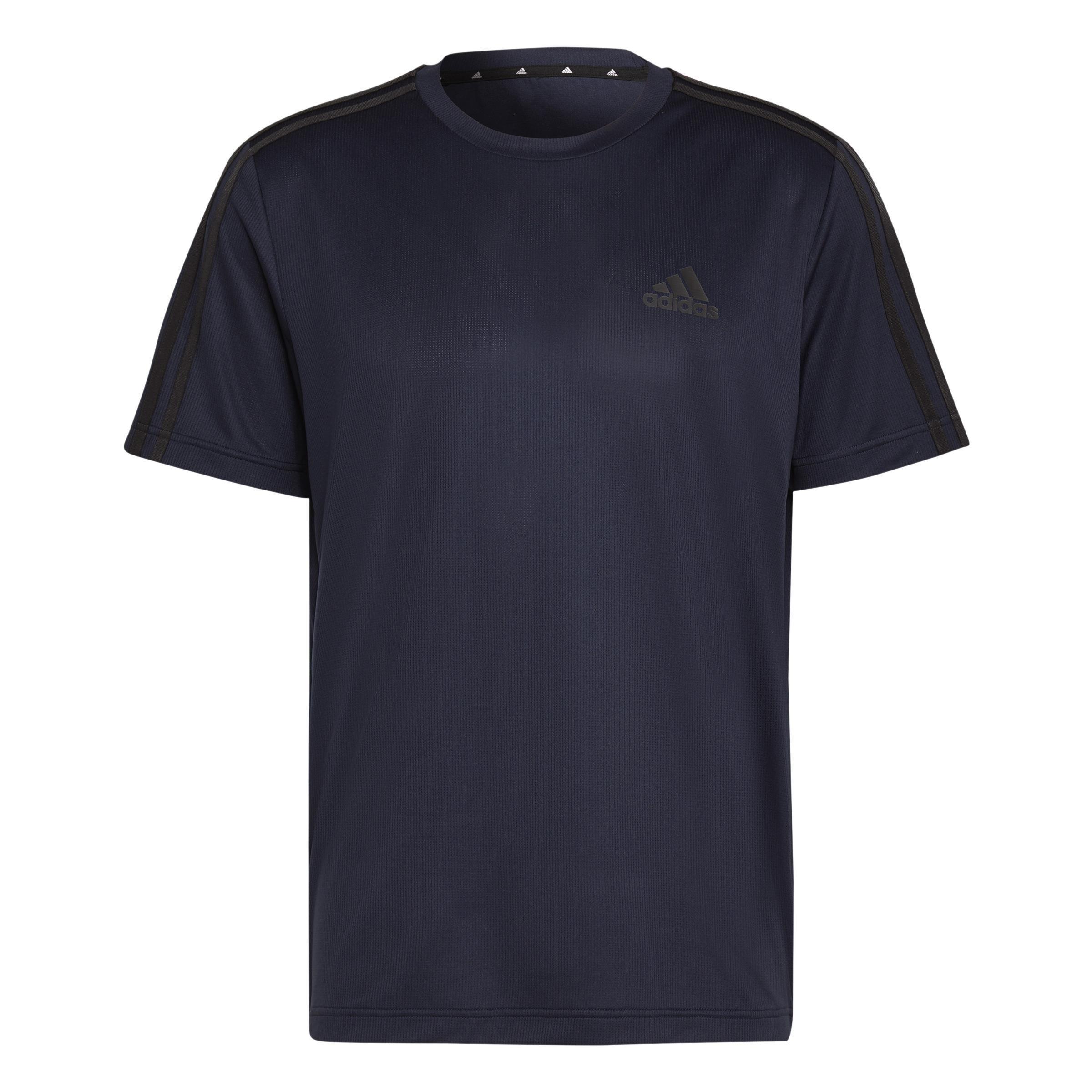 Men Aeroready Designed To Move Sport 3-Stripes T-Shirt, Blue, A901_ONE, large image number 0