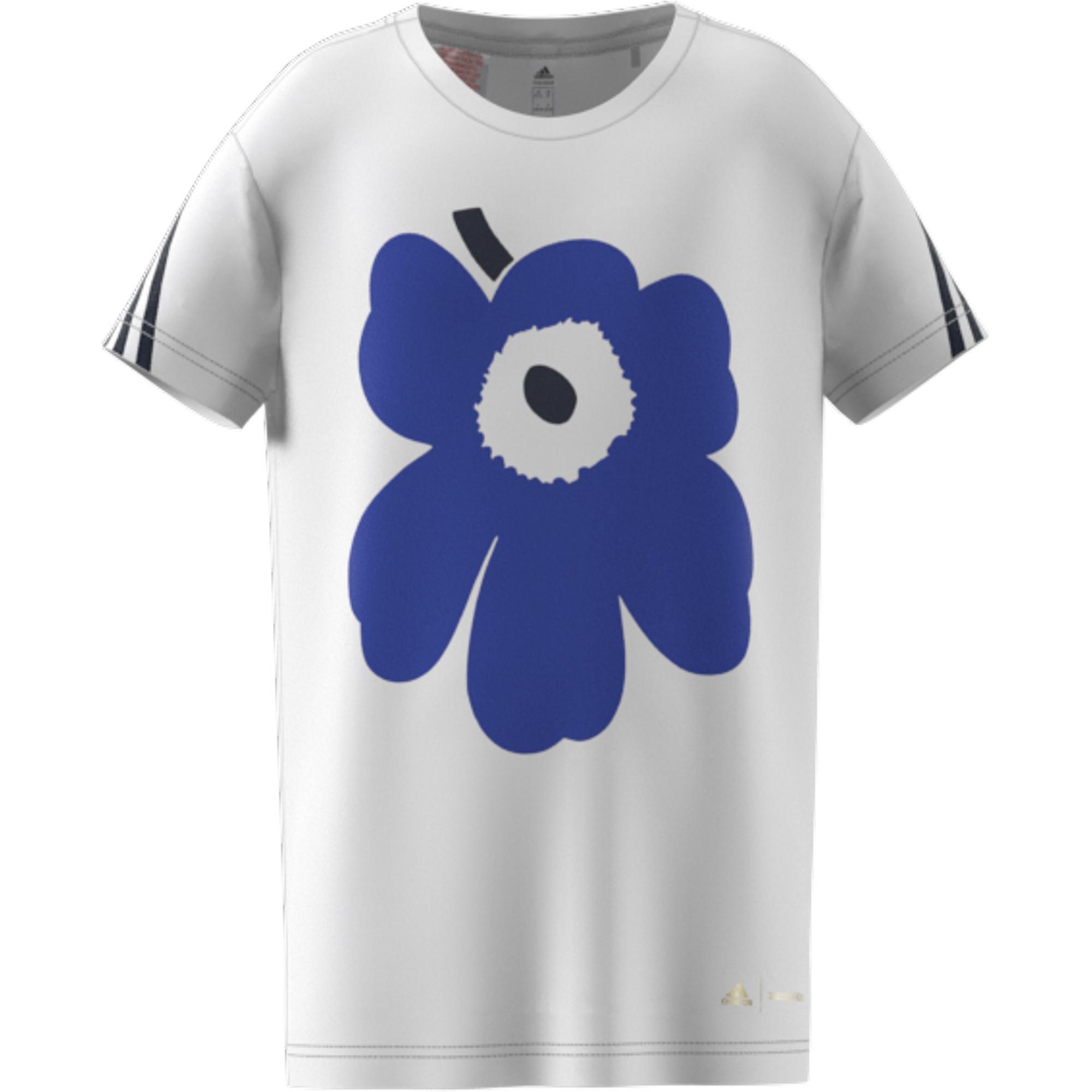 Kids Marimekko Primegreen Aeroready Training Loose 3-Stripes T-Shirt, White, , large image number 2