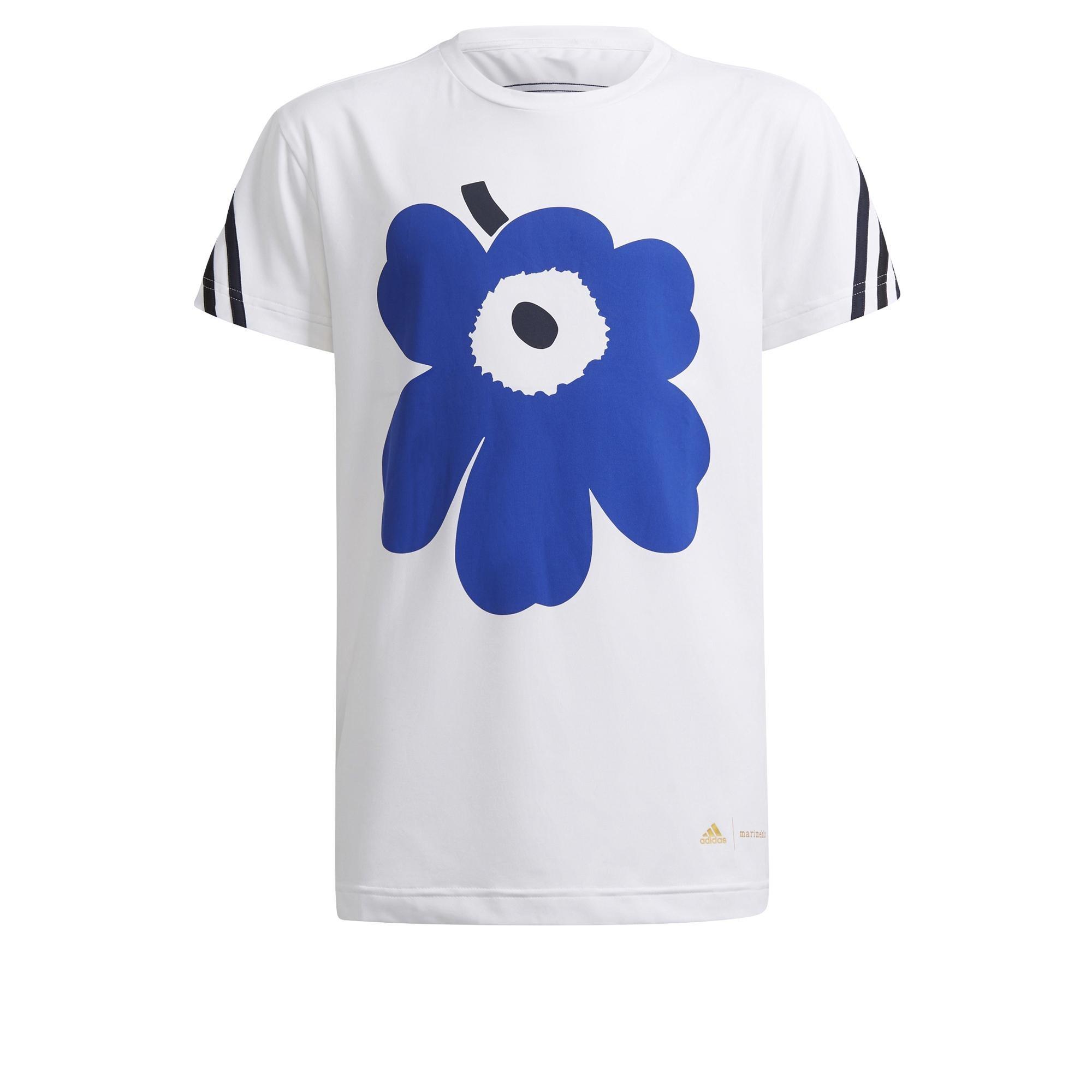Kids Marimekko Primegreen Aeroready Training Loose 3-Stripes T-Shirt, White, A901_ONE, large image number 5
