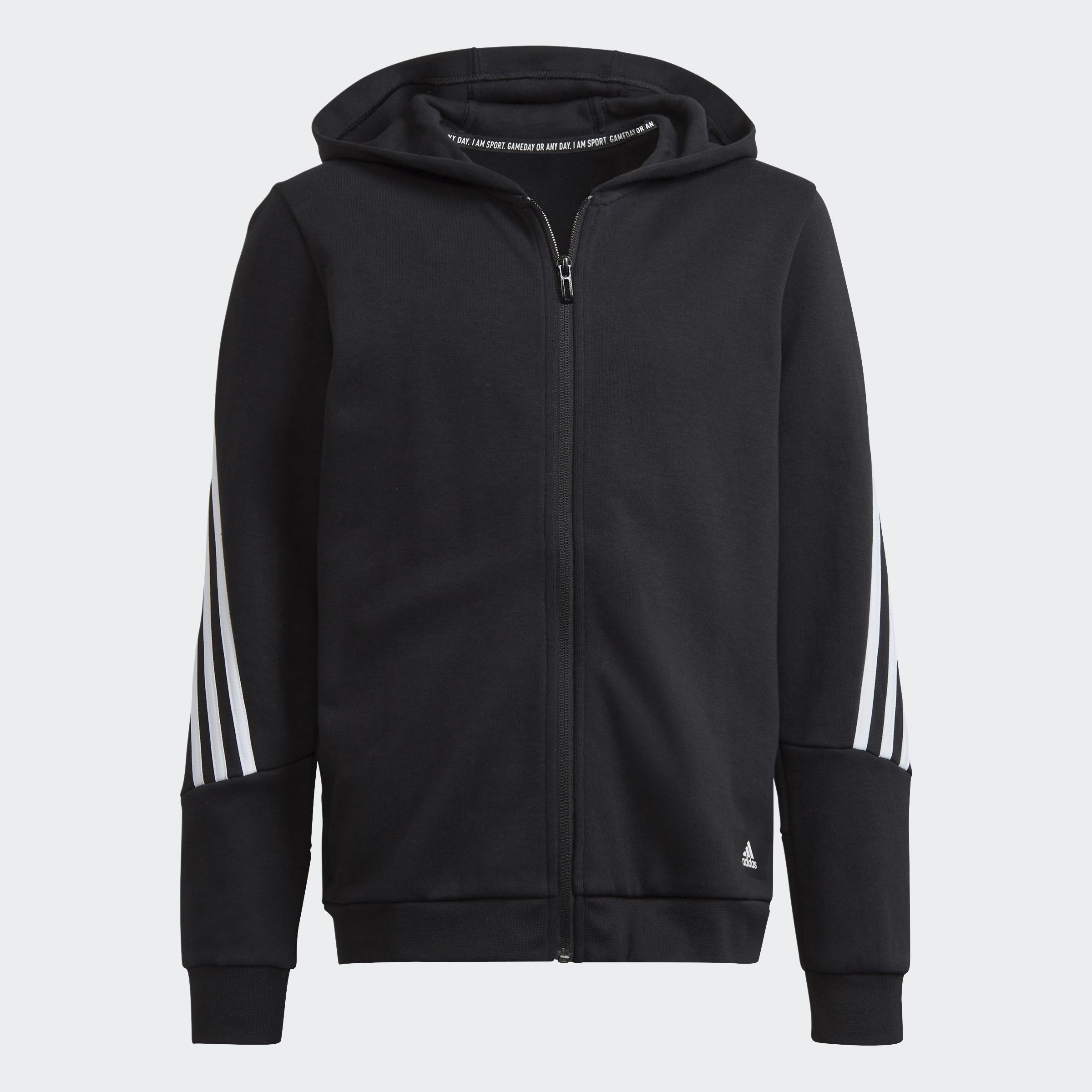 Kids Future Icons 3-Stripes Full-Zip Hoodie, Black, A901_ONE, large image number 0