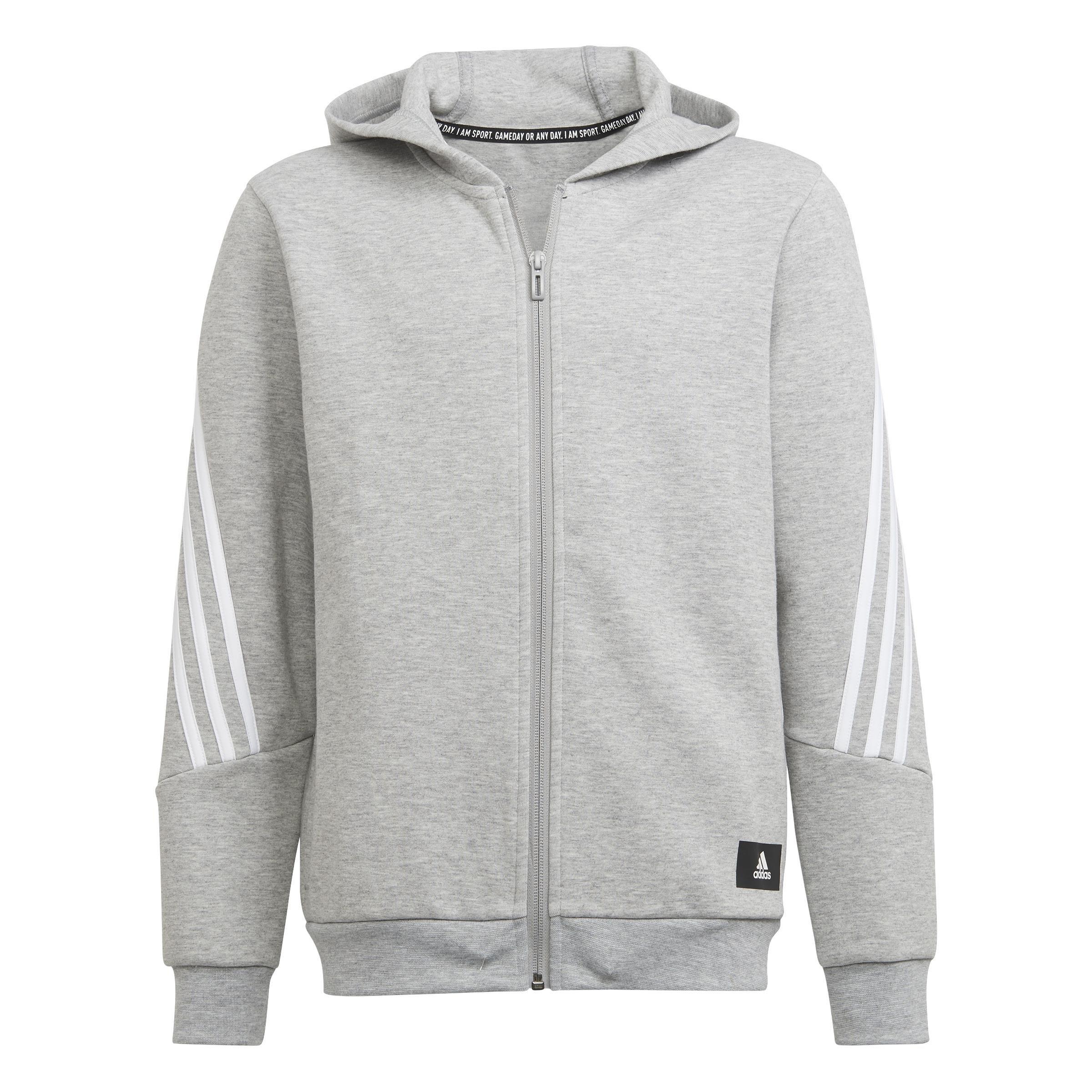 Kids Future Icons 3-Stripes Full-Zip Hoodie, Grey, A901_ONE, large image number 1