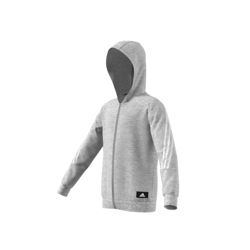 Kids Future Icons 3-Stripes Full-Zip Hoodie, Grey, A901_ONE, large image number 10